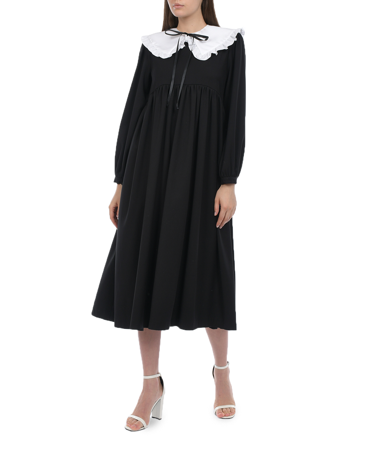 Черное платье с белым воротником Dan Maralex, размер 40, цвет черный - фото 4