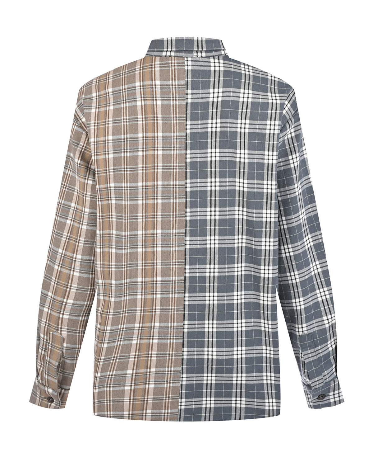 Комбинированная рубашка в клетку Dan Maralex, размер 46, цвет серый - фото 5