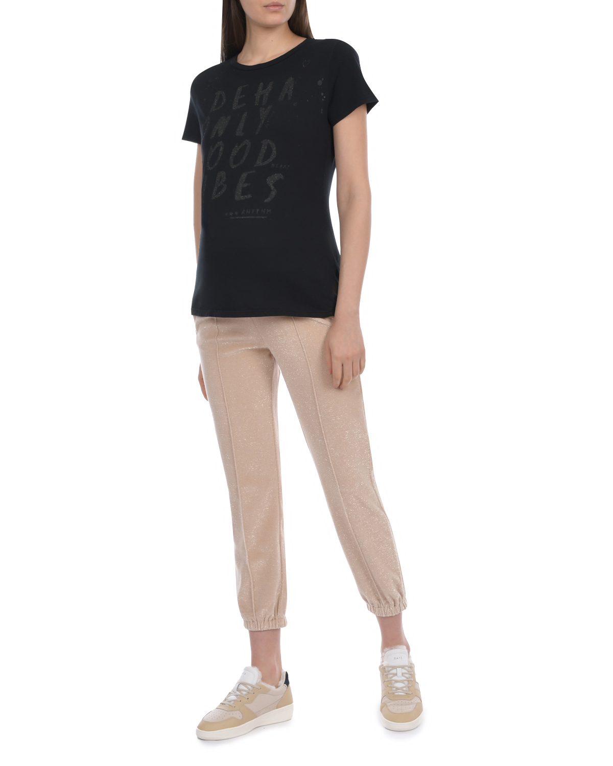 Базовая черная футболка Deha, размер 40, цвет черный - фото 4
