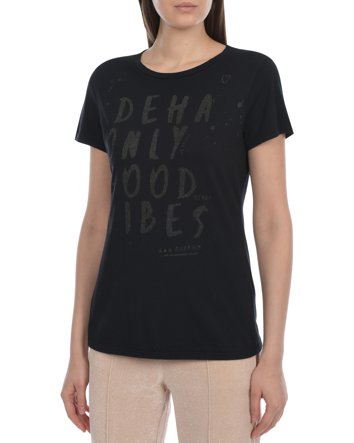Базовая черная футболка Deha, размер 40, цвет черный - фото 6