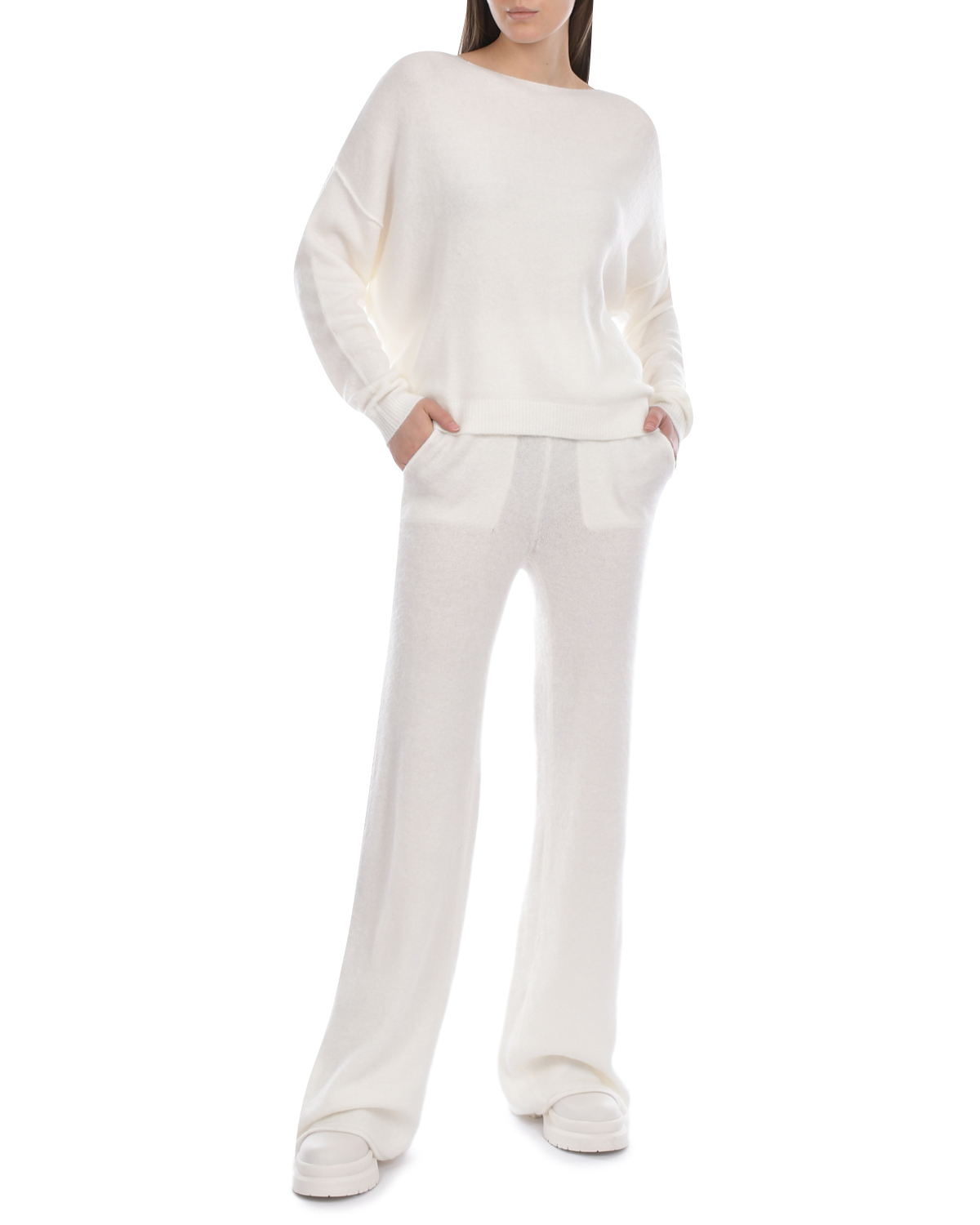 Белые трикотажные брюки Deha, размер 38, цвет белый - фото 2