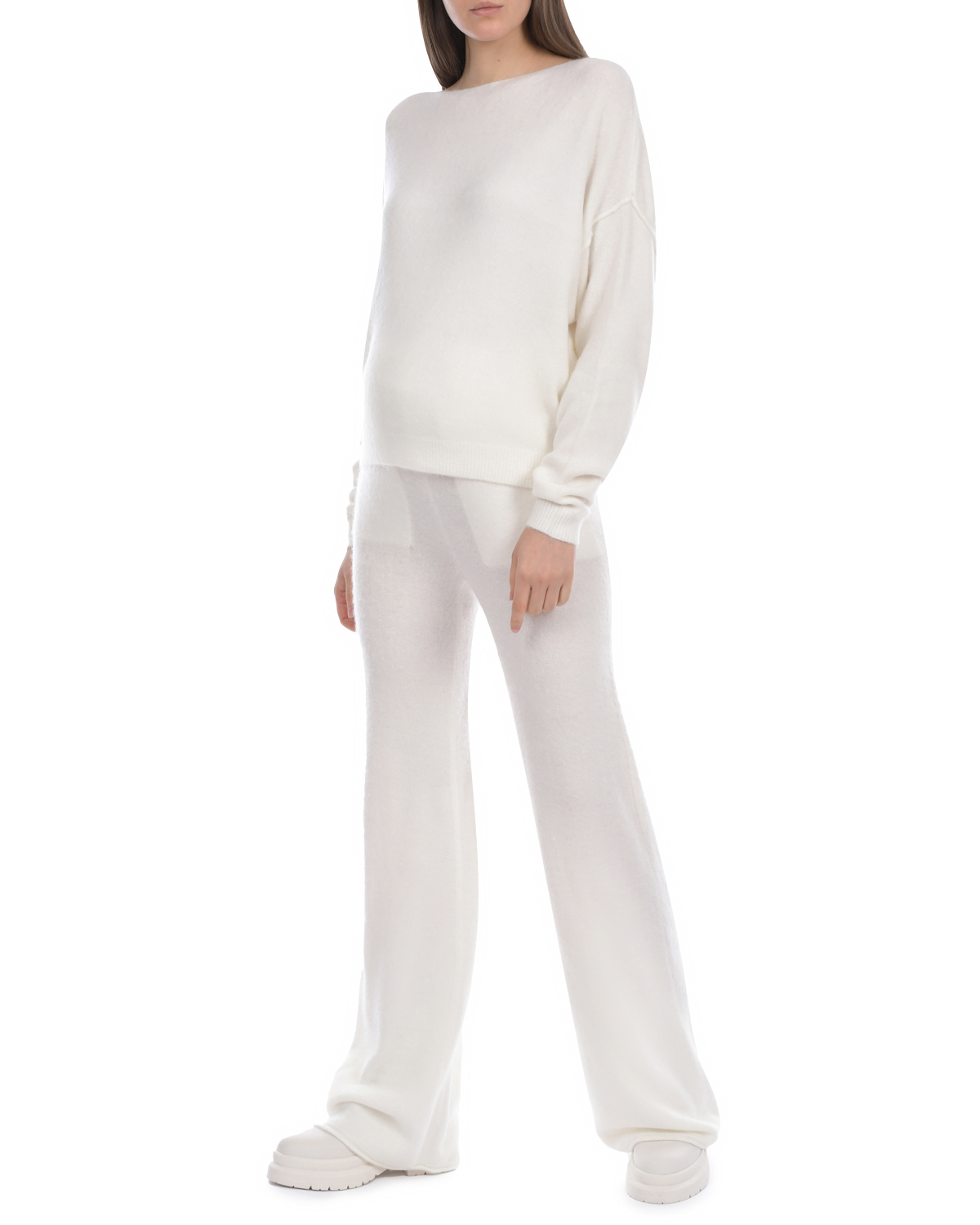 Белые трикотажные брюки Deha, размер 38, цвет белый - фото 4