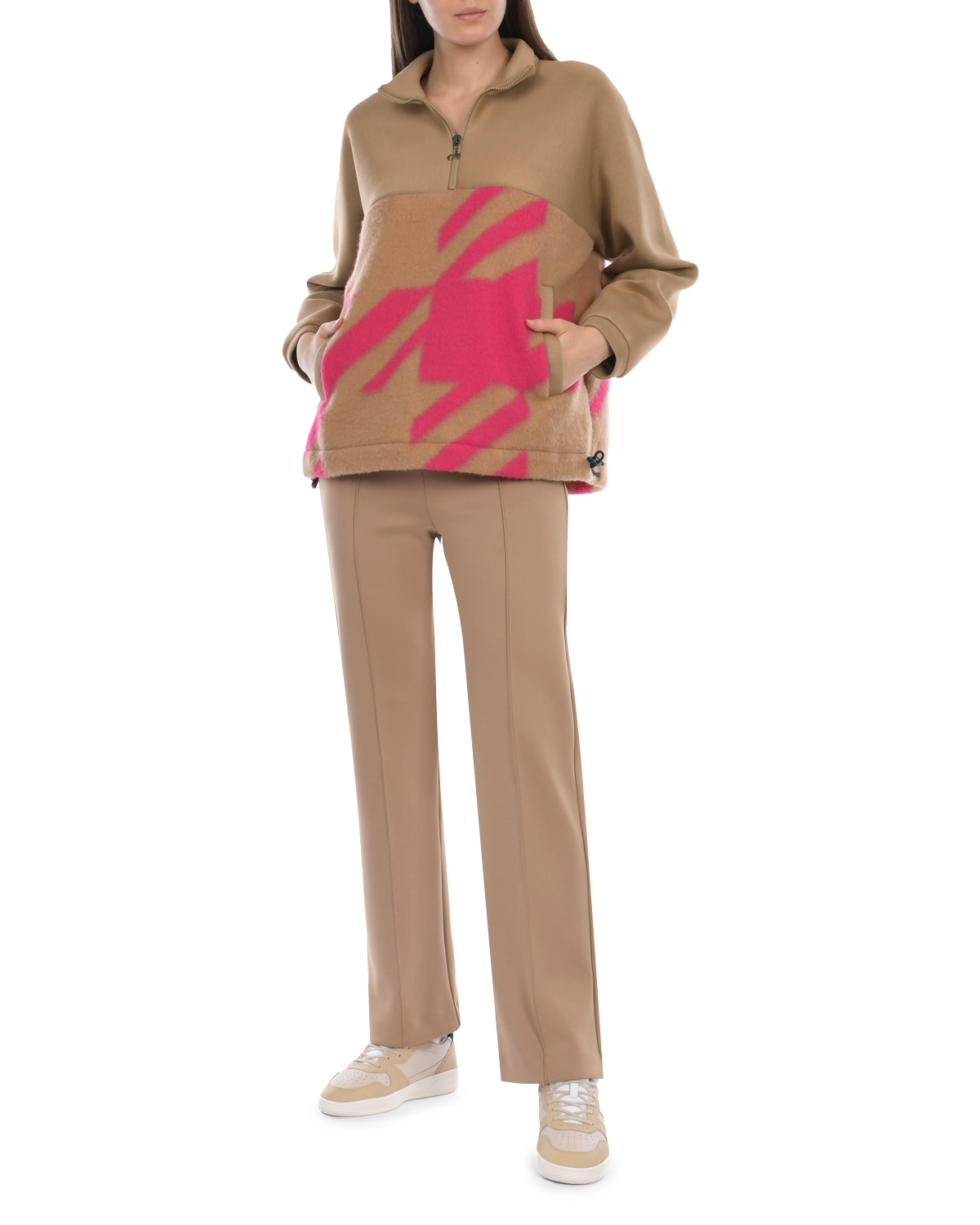 Бежевые прямые брюки Deha, размер 38, цвет бежевый - фото 3