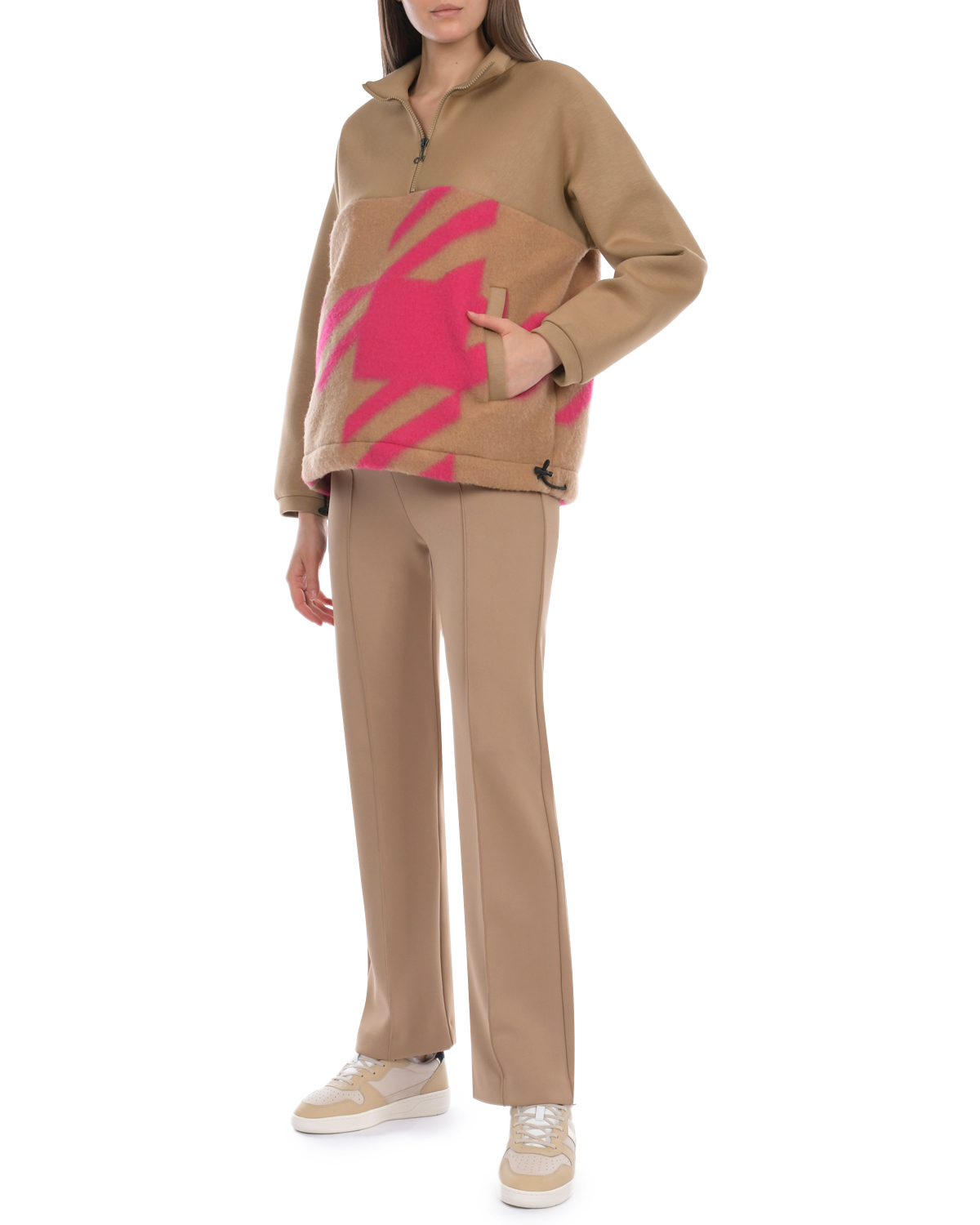 Бежевые прямые брюки Deha, размер 38, цвет бежевый - фото 5