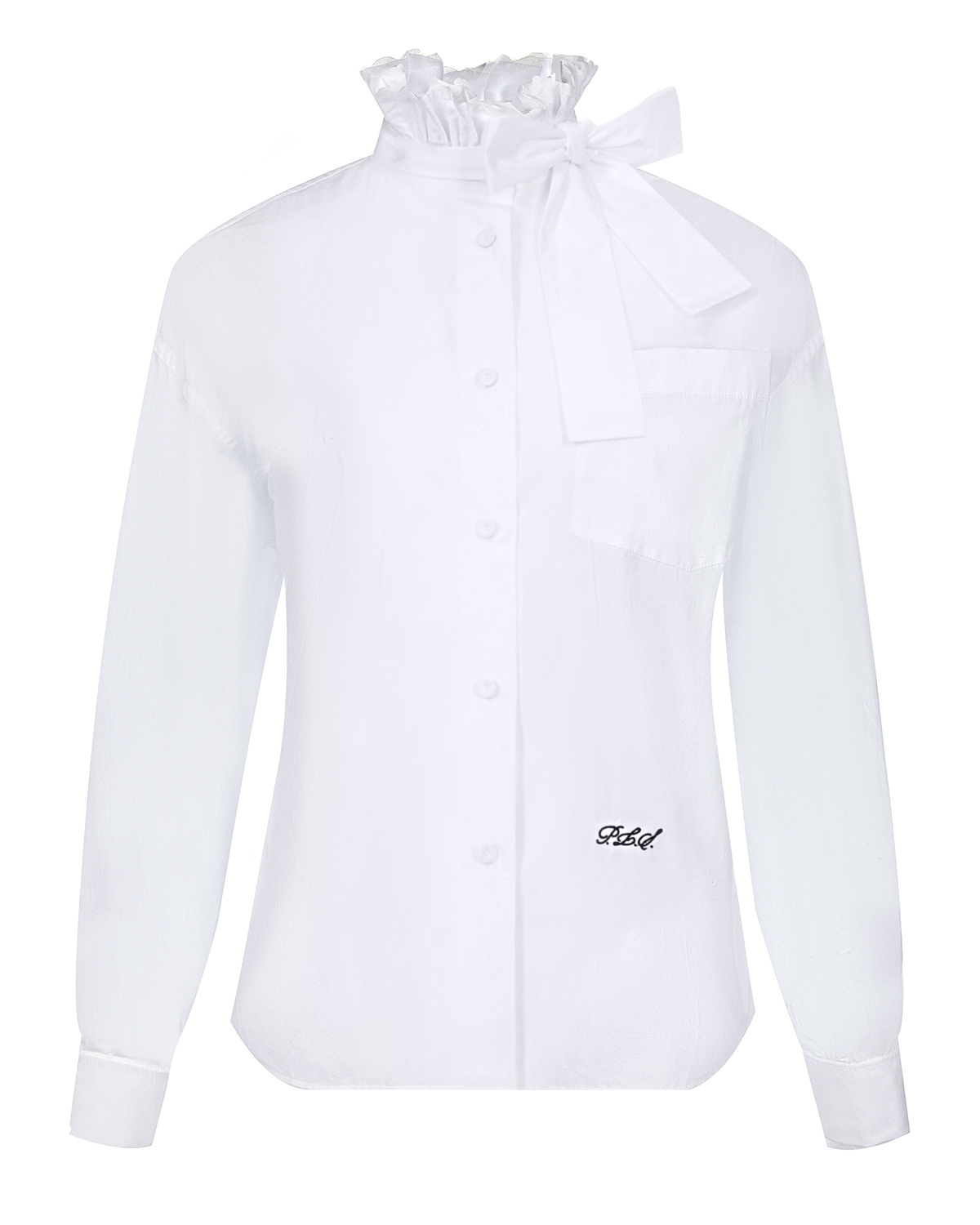 Белая рубашка с рюшей Philosophy Di Lorenzo Serafini, размер 40, цвет белый - фото 1