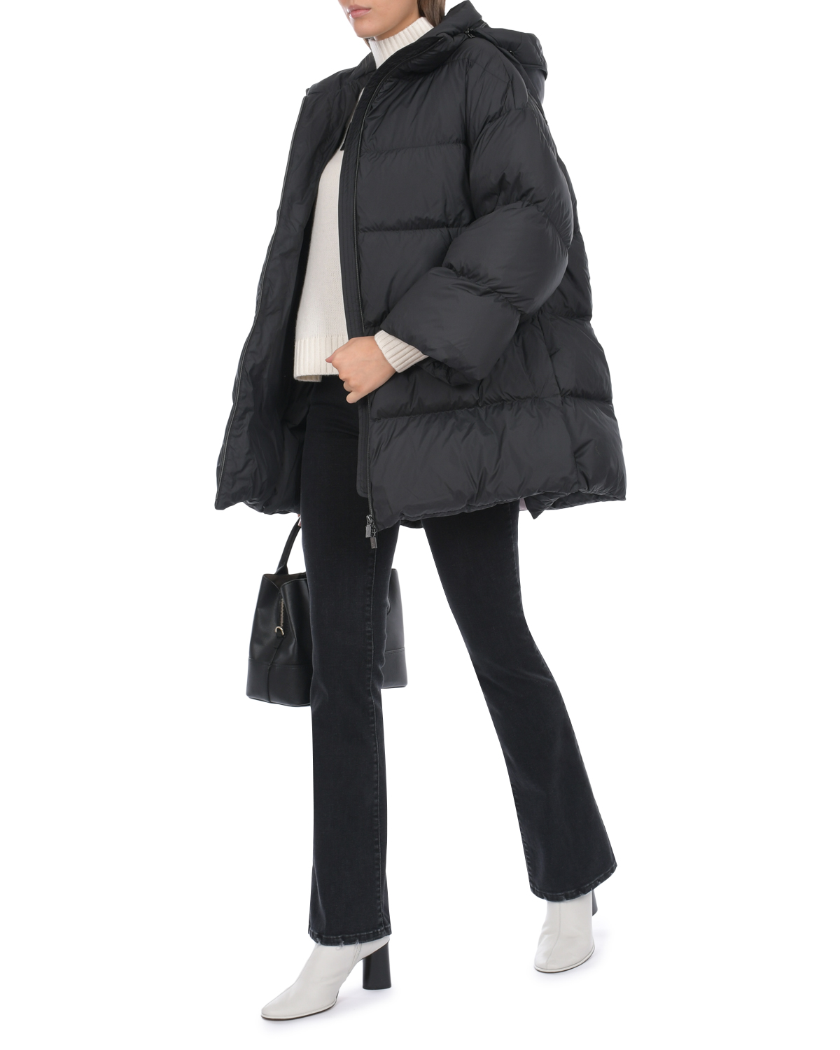Черная куртка oversize с капюшоном Diego M, размер 44, цвет черный - фото 3