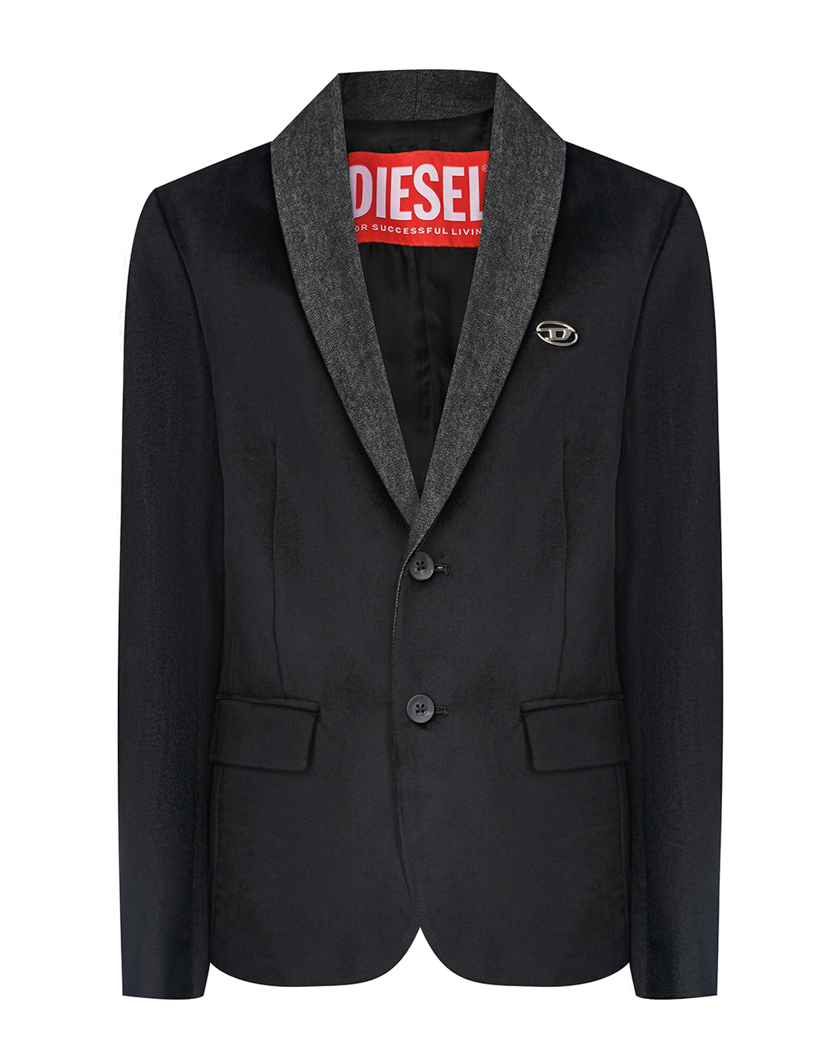 Черный однобортный пиджак с лого Diesel детский