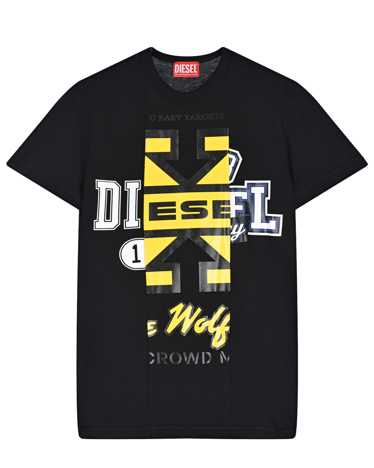 Черная футболка с двойным лого Diesel детская, размер 152, цвет черный - фото 1