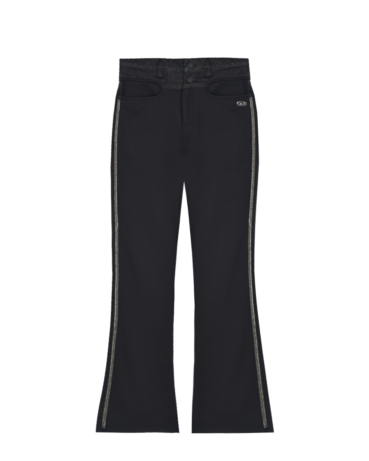 Черные брюки с лампасами из стразов Diesel детские, размер 128, цвет черный