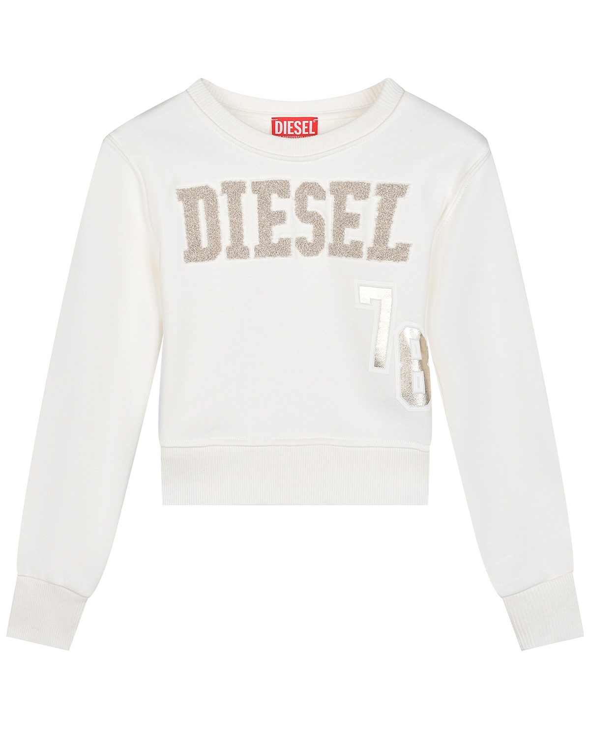 Белый свитшот с принтом "Diesel 78" детский, размер 128, цвет кремовый - фото 1