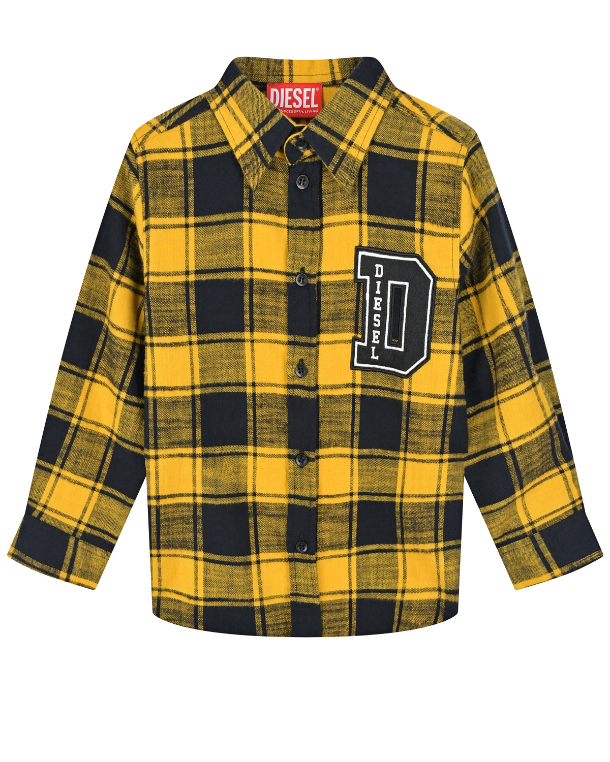 Рубашка в черно-желтую клетку Diesel детская, размер 104, цвет мультиколор - фото 1
