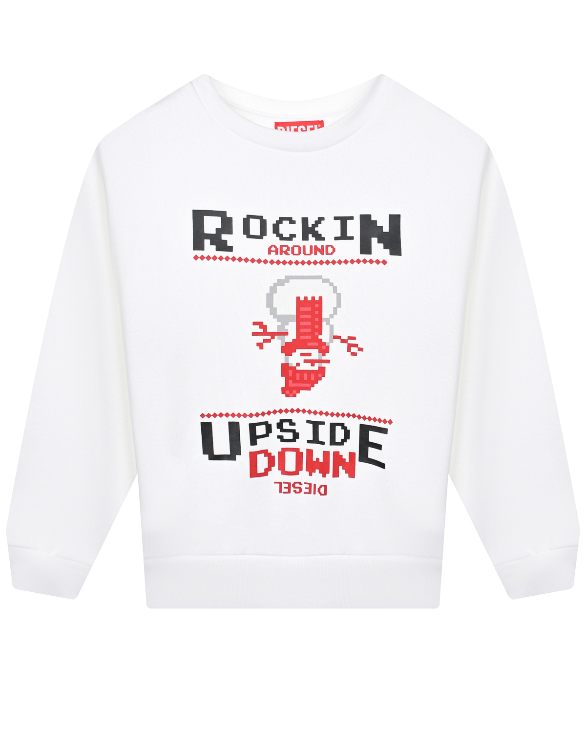 Белый свитшот с принтом "Rockin Upside" Diesel детский, размер 128 - фото 1