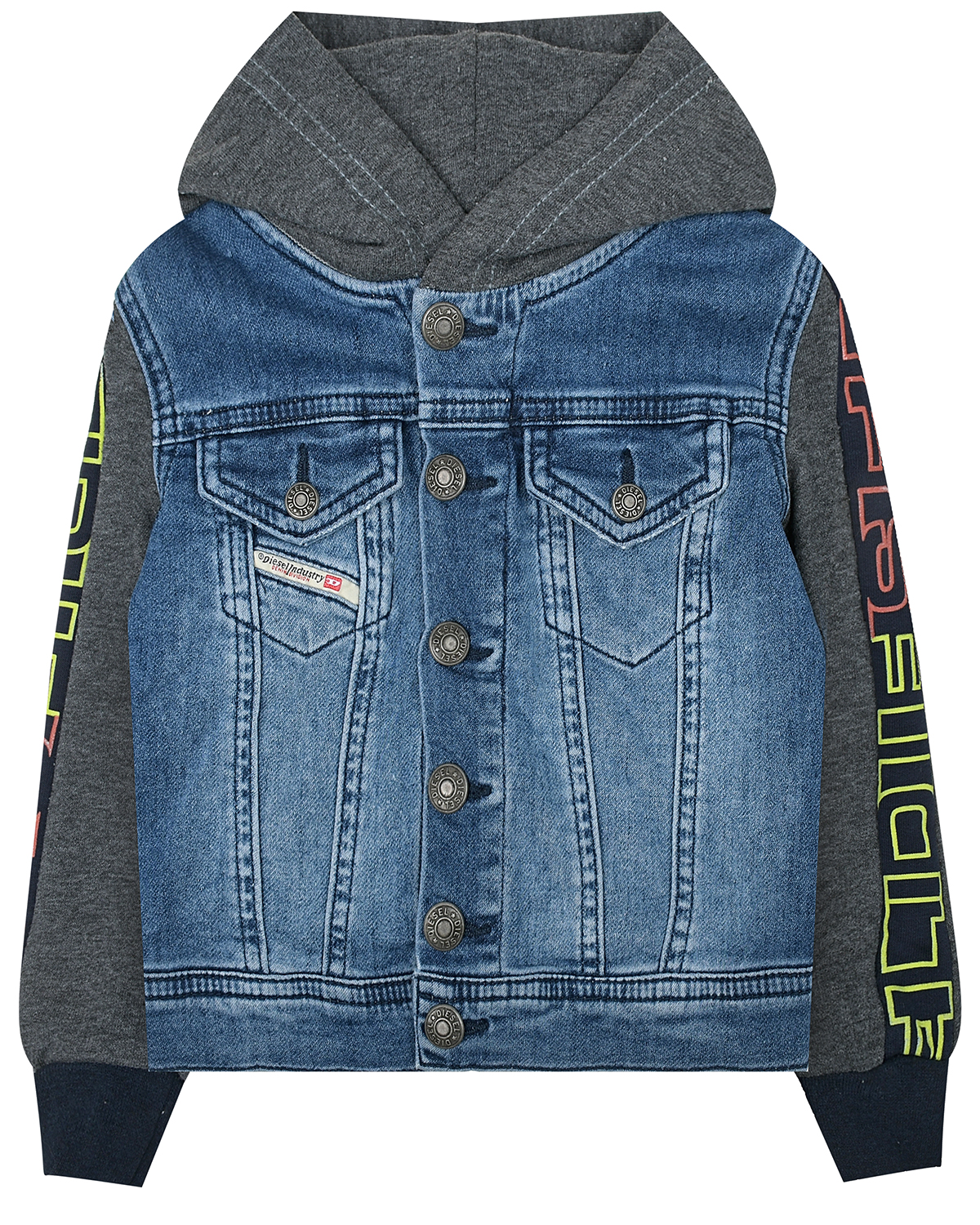 Куртка из трикотажа и денима Diesel детская, размер 92, цвет мультиколор