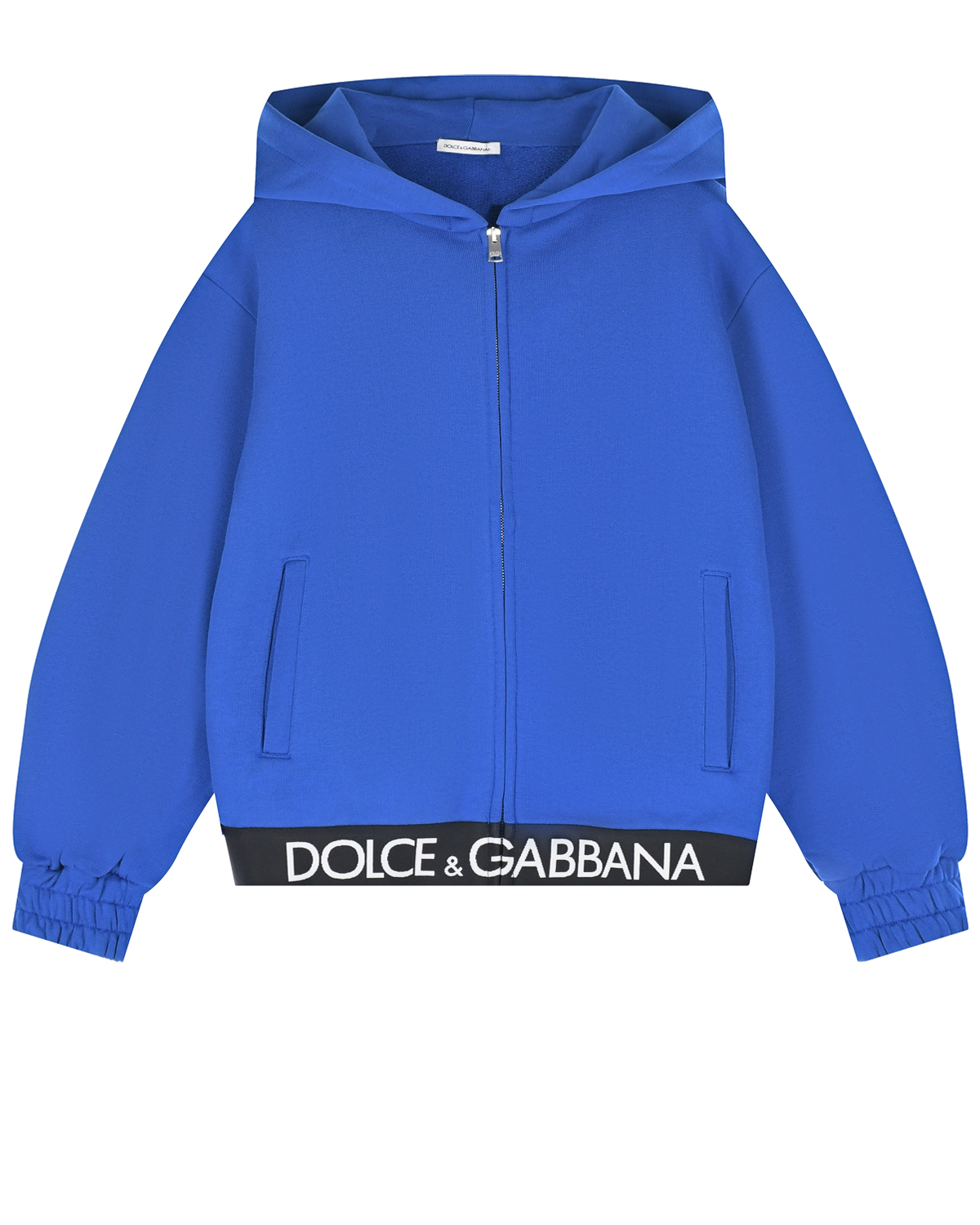 Синяя спортивная куртка с черной резинкой Dolce&Gabbana детская, размер 116, цвет синий