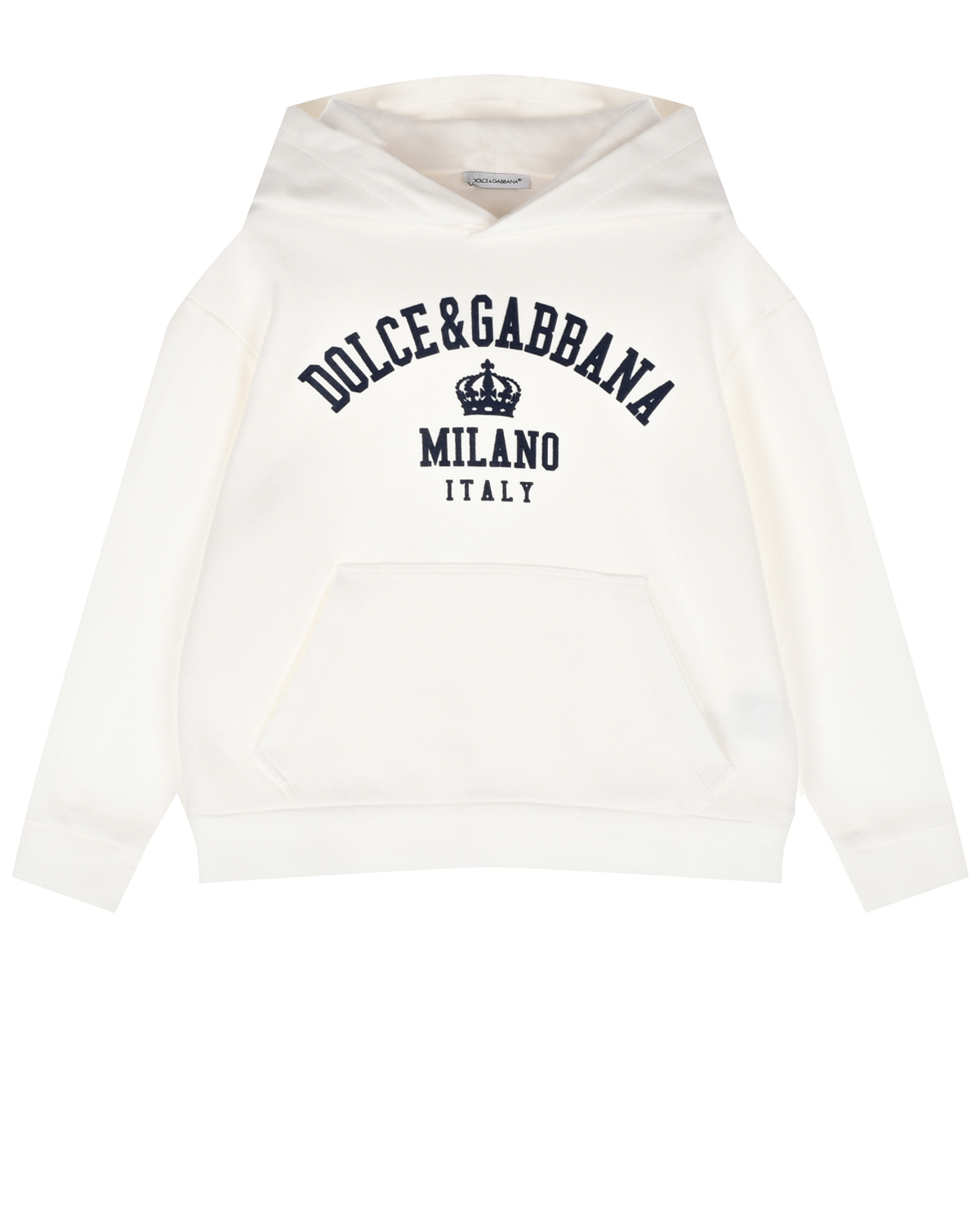Белая толстовка-худи с черным лого Dolce&Gabbana детская