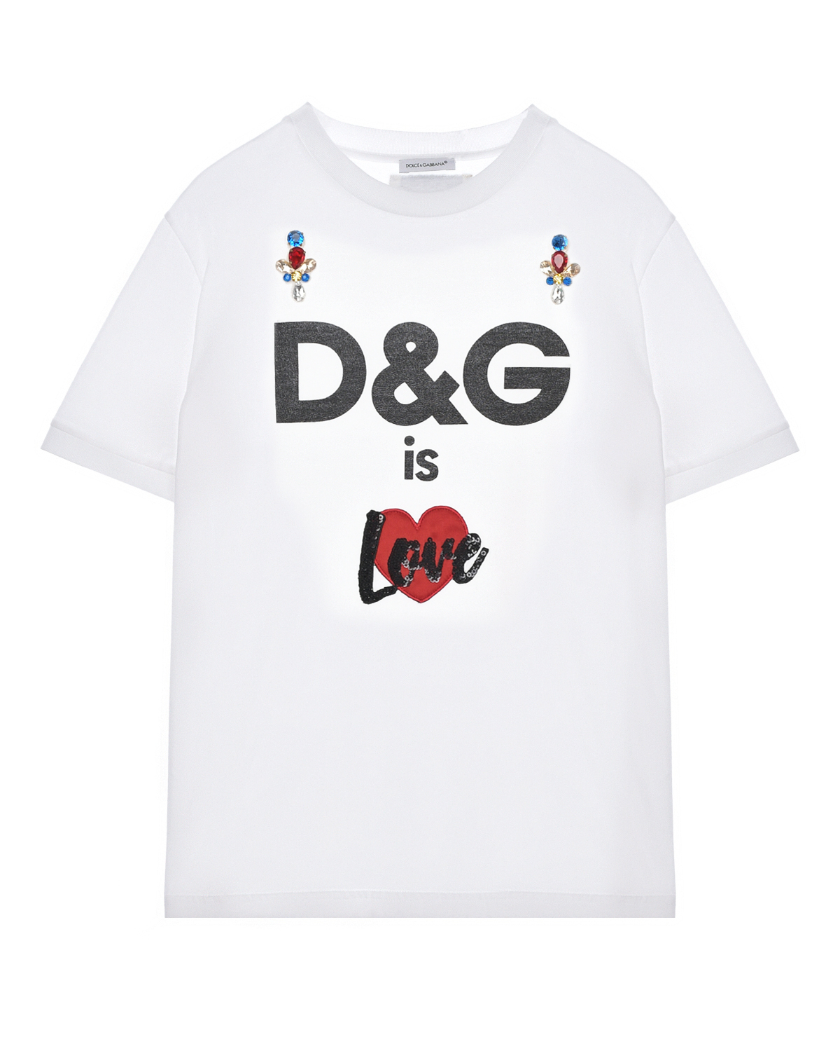 Белая футболка с нашивкой сердце "Love" Dolce&Gabbana детская