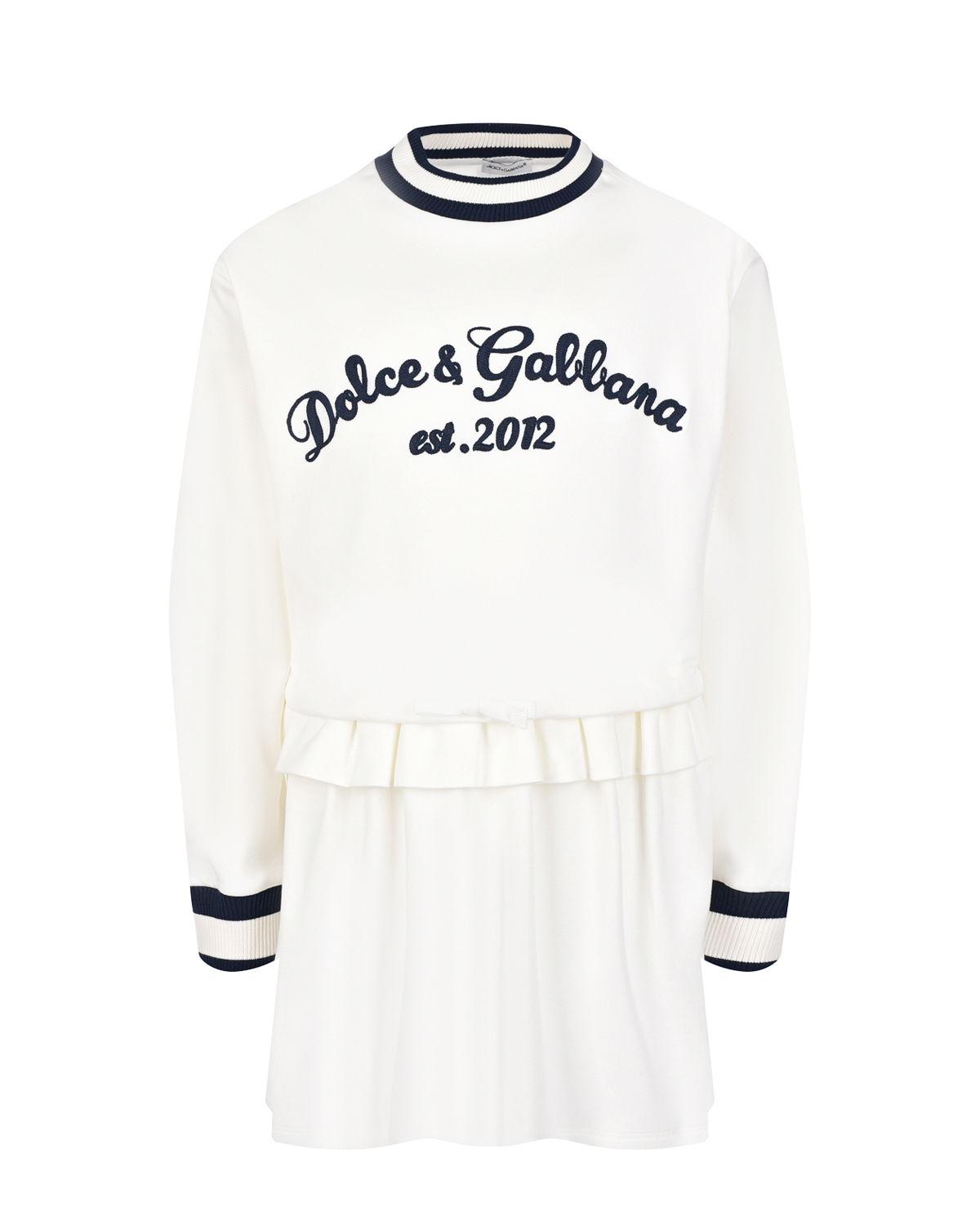 Белое платье с синей отделкой Dolce&Gabbana детское, размер 98, цвет белый - фото 1