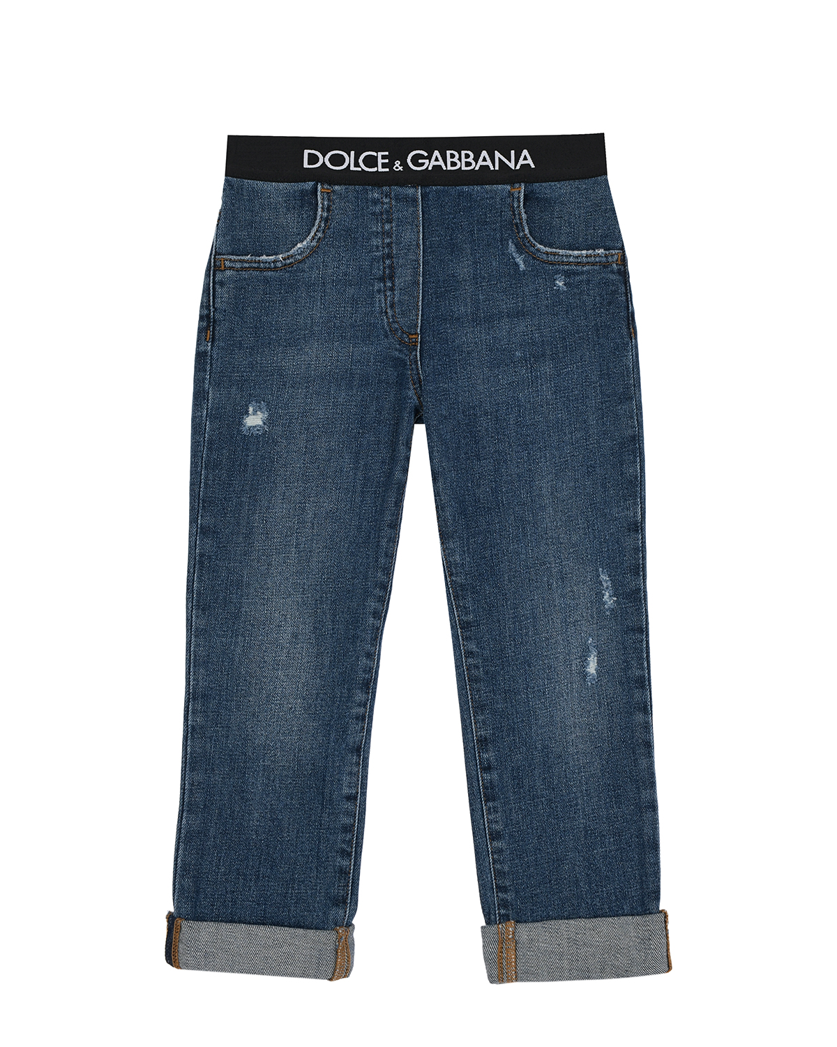 Синие джинсы с поясом на резинке Dolce&Gabbana детские
