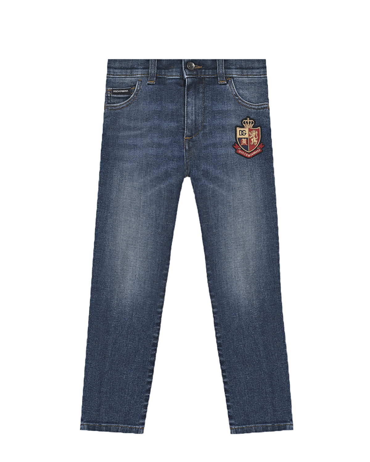 Синие джинсы slim fit с нашивкой Dolce&Gabbana детские