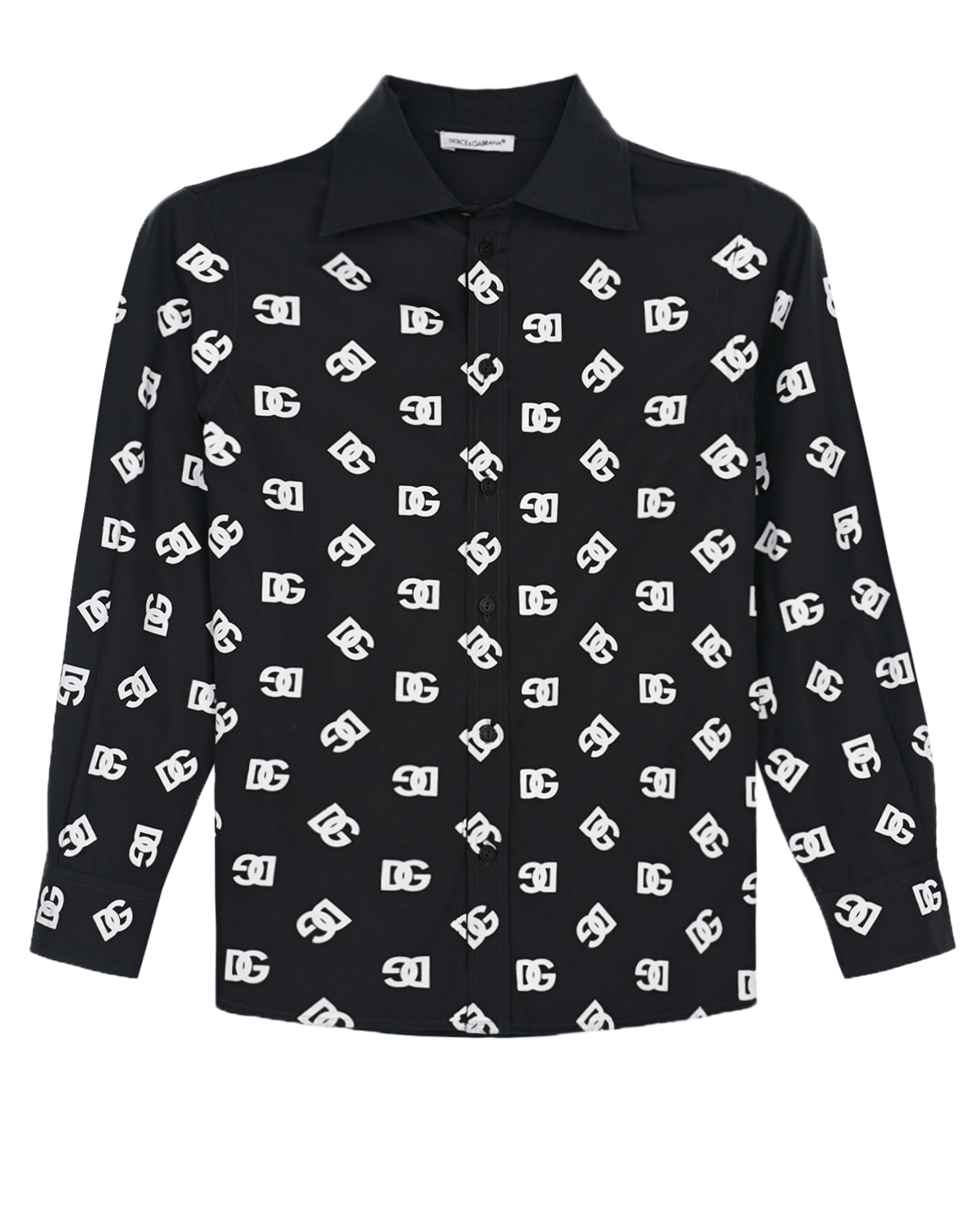 Черная рубашка из поплина с логотипом Dolce&Gabbana детская