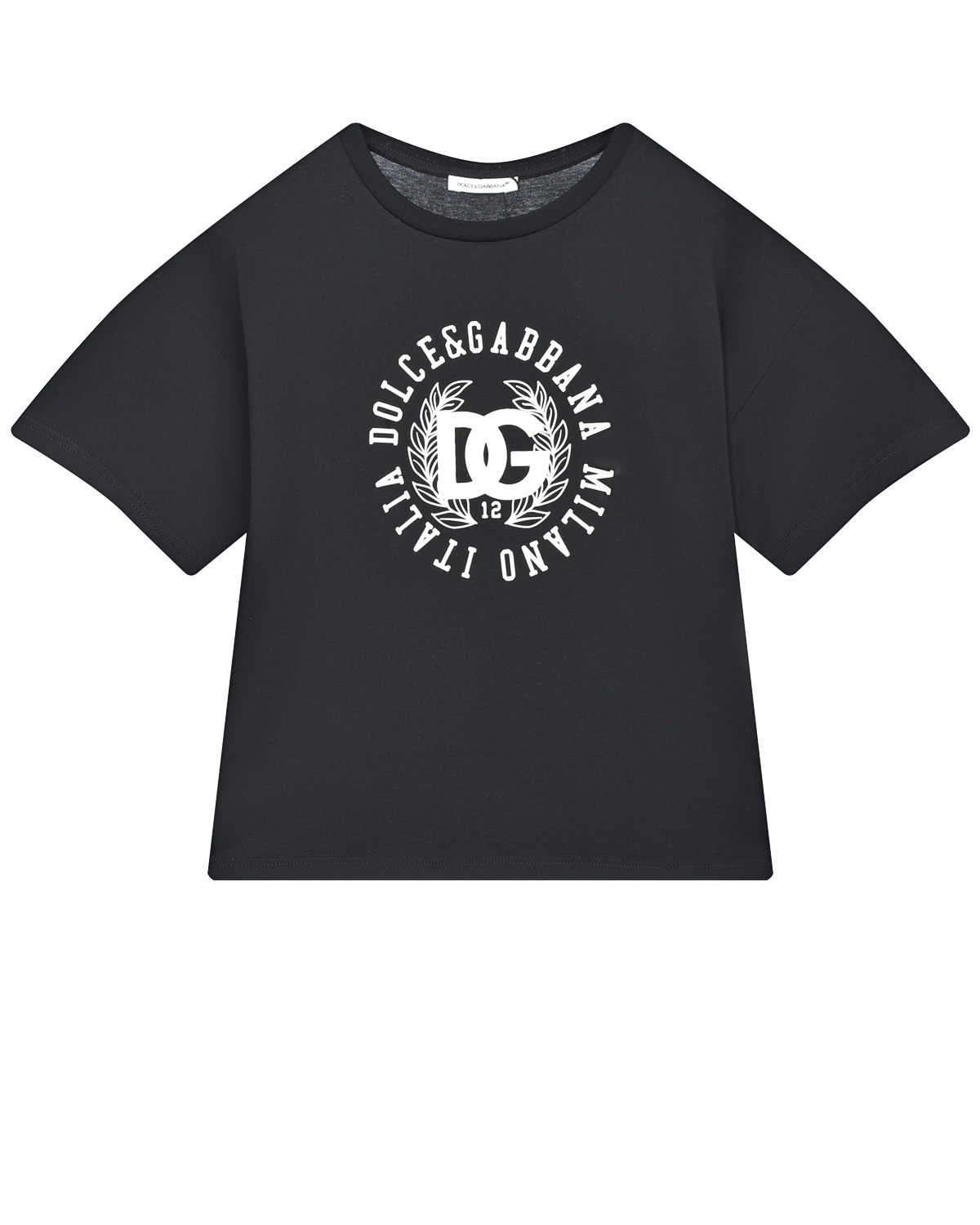 Черная футболка с белым лого Dolce&Gabbana детская