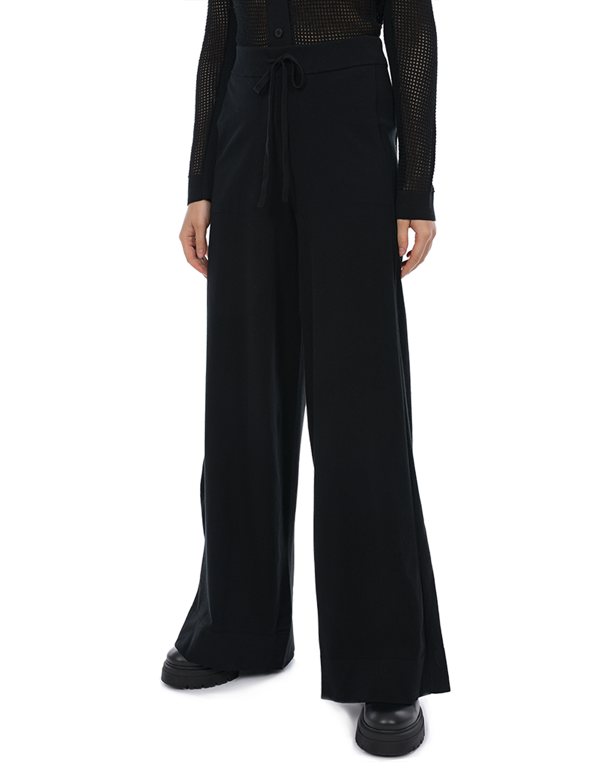 Черные трикотажные брюки-палаццо Dorothee Schumacher, размер 44, цвет черный - фото 6