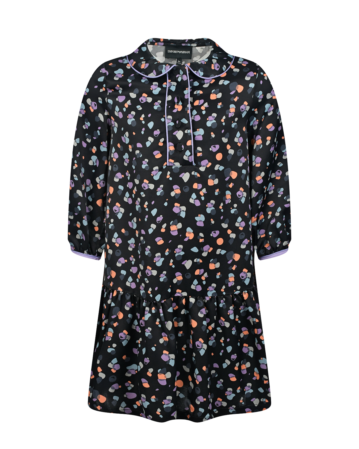 Черное платье с абстрактным принтом Emporio Armani детское, размер 116, цвет мультиколор - фото 1