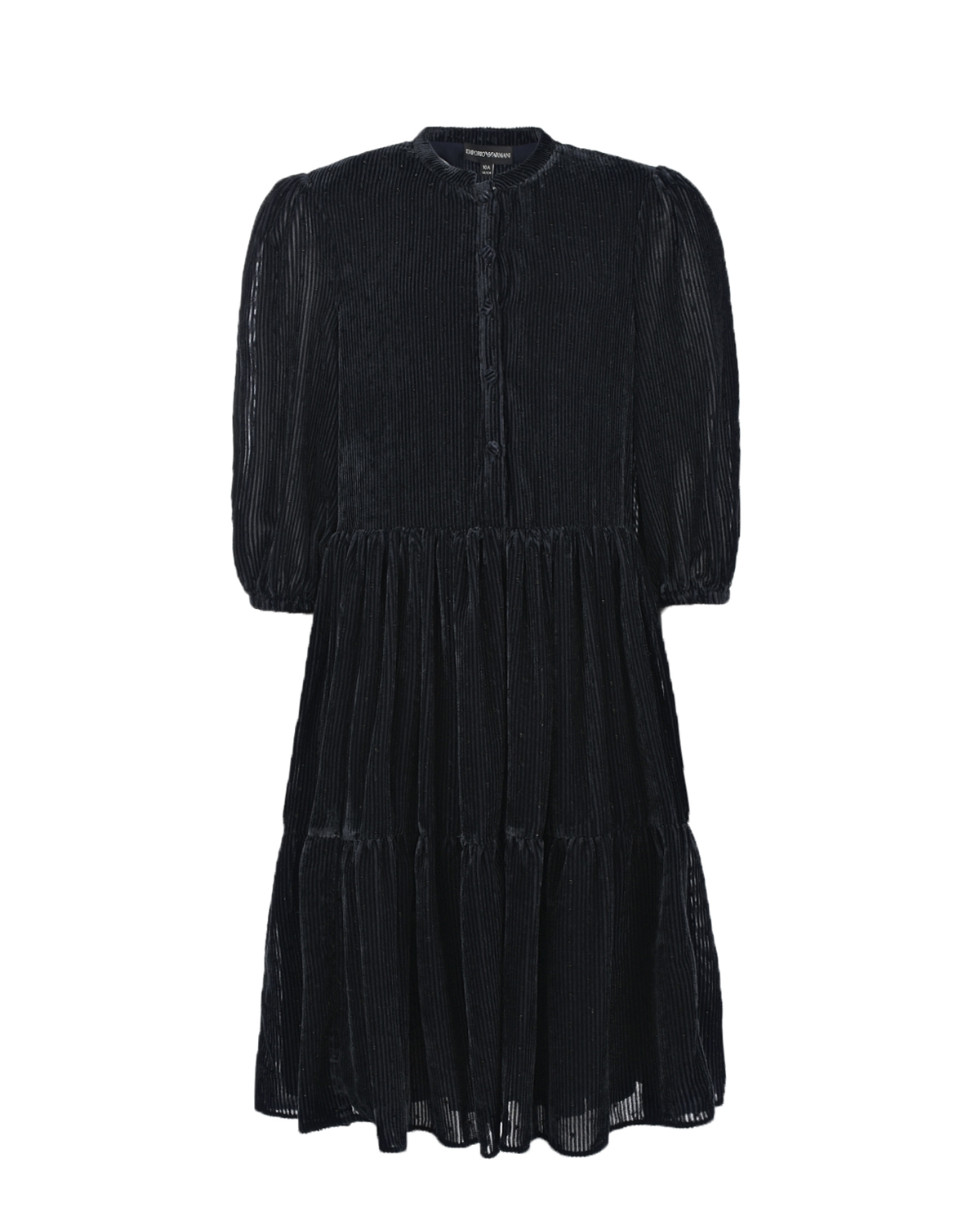 Черное платье с рукавами 3/4 Emporio Armani детское, размер 140, цвет черный Черное платье с рукавами 3/4 Emporio Armani детское - фото 1