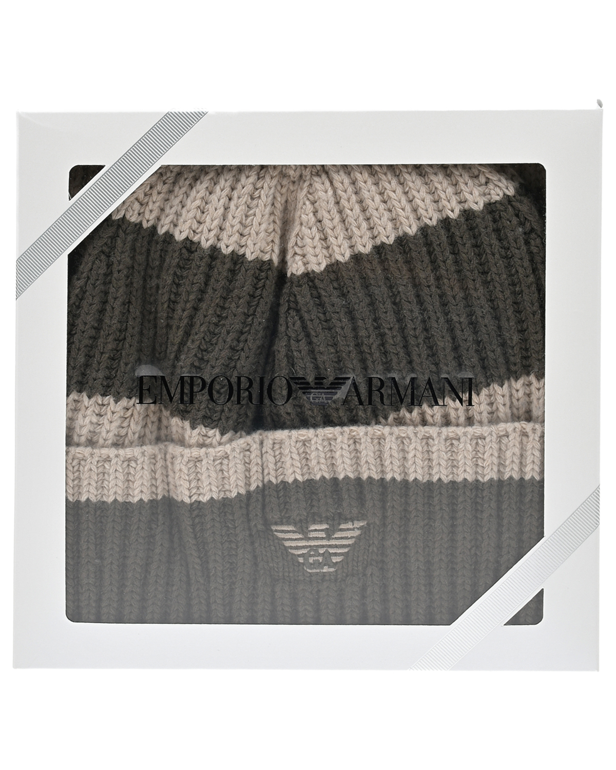 Комплект: шапа и шарф, 146x24 см Emporio Armani детский, размер M, цвет хаки - фото 9