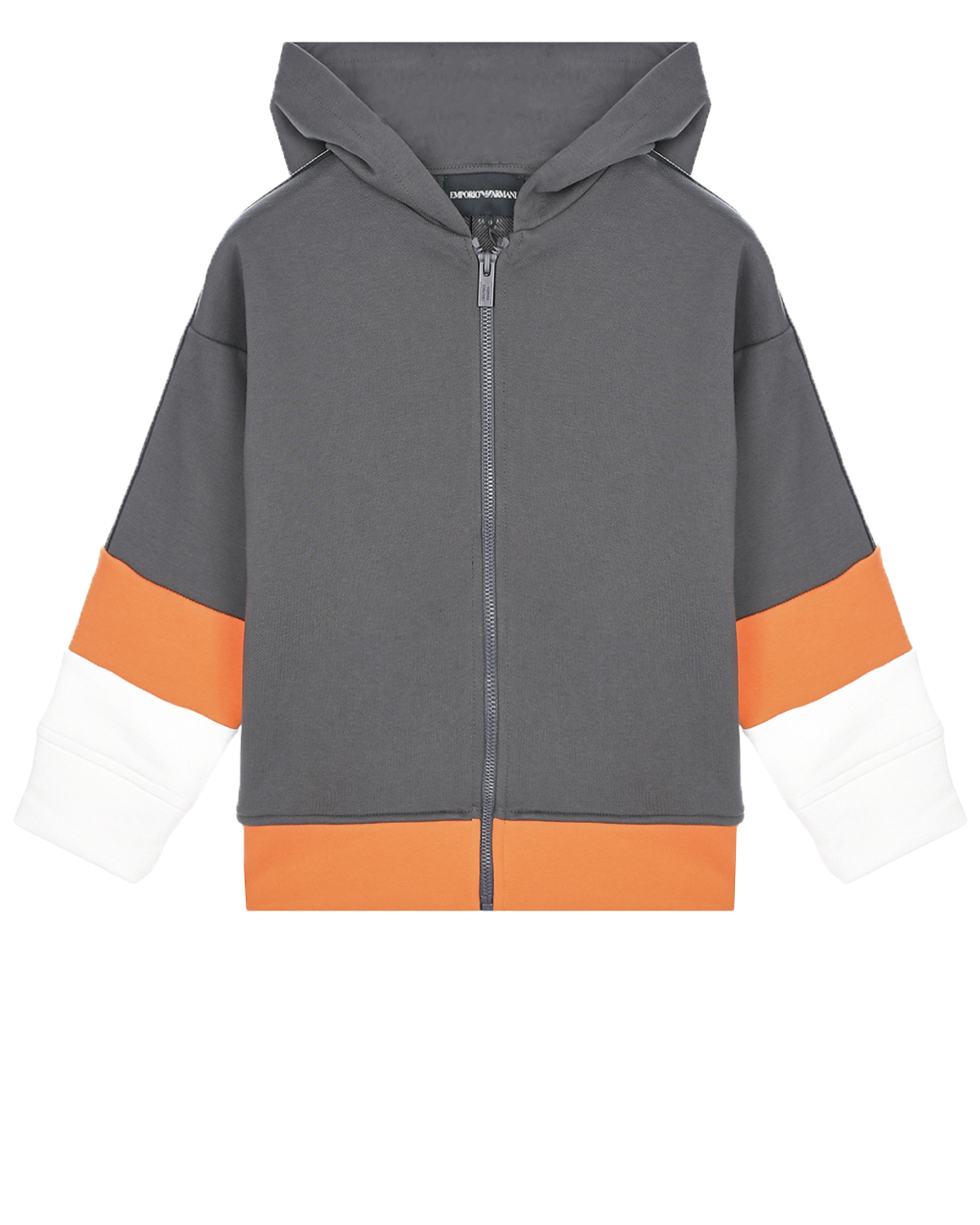 Серая спортивная куртка с оранжевыми вставками Emporio Armani детская, размер 104, цвет серый
