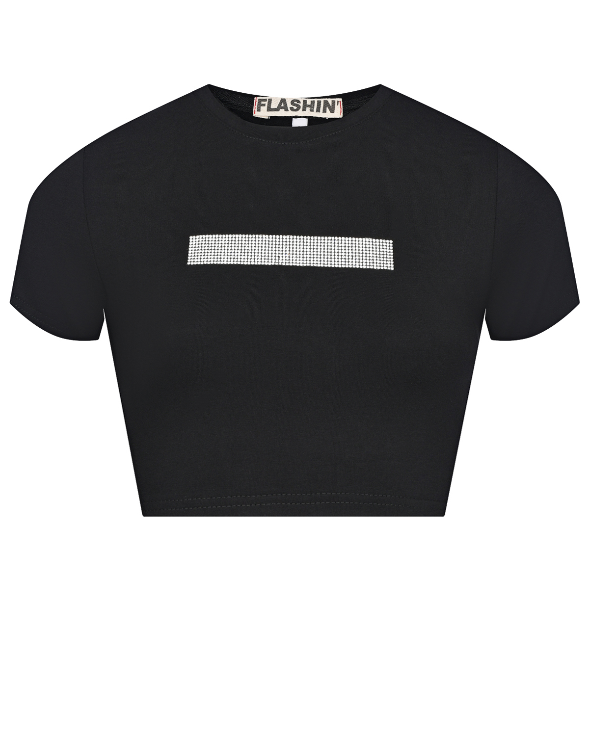 Укороченная черная футболка со стразами Flashin