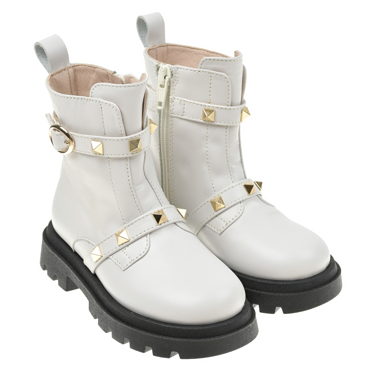 Белые ботинки с заклепками Florens детские, размер 22, цвет белый