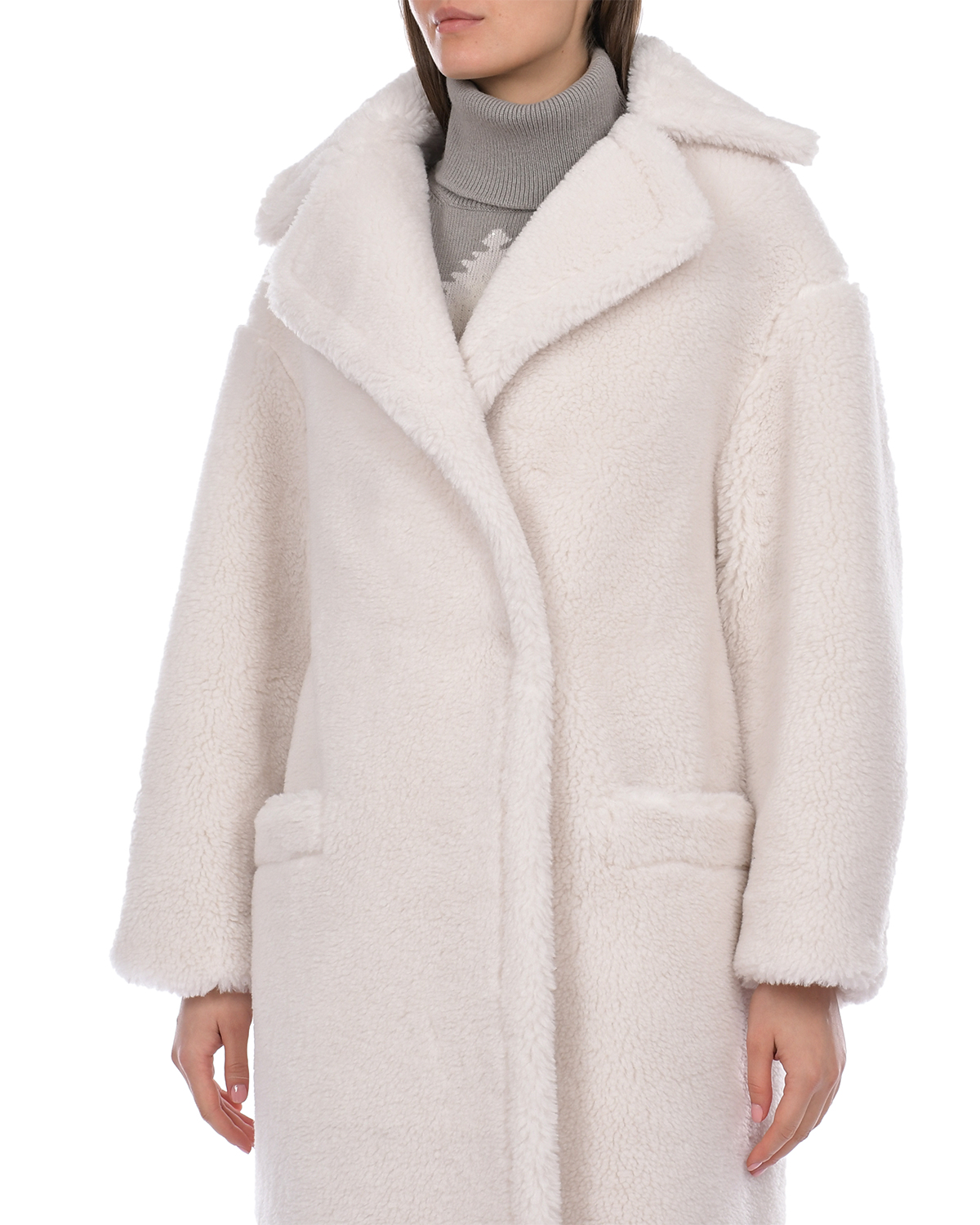 Пальто молочного цвета из эко-меха Forte dei Marmi Couture, размер 36 - фото 6
