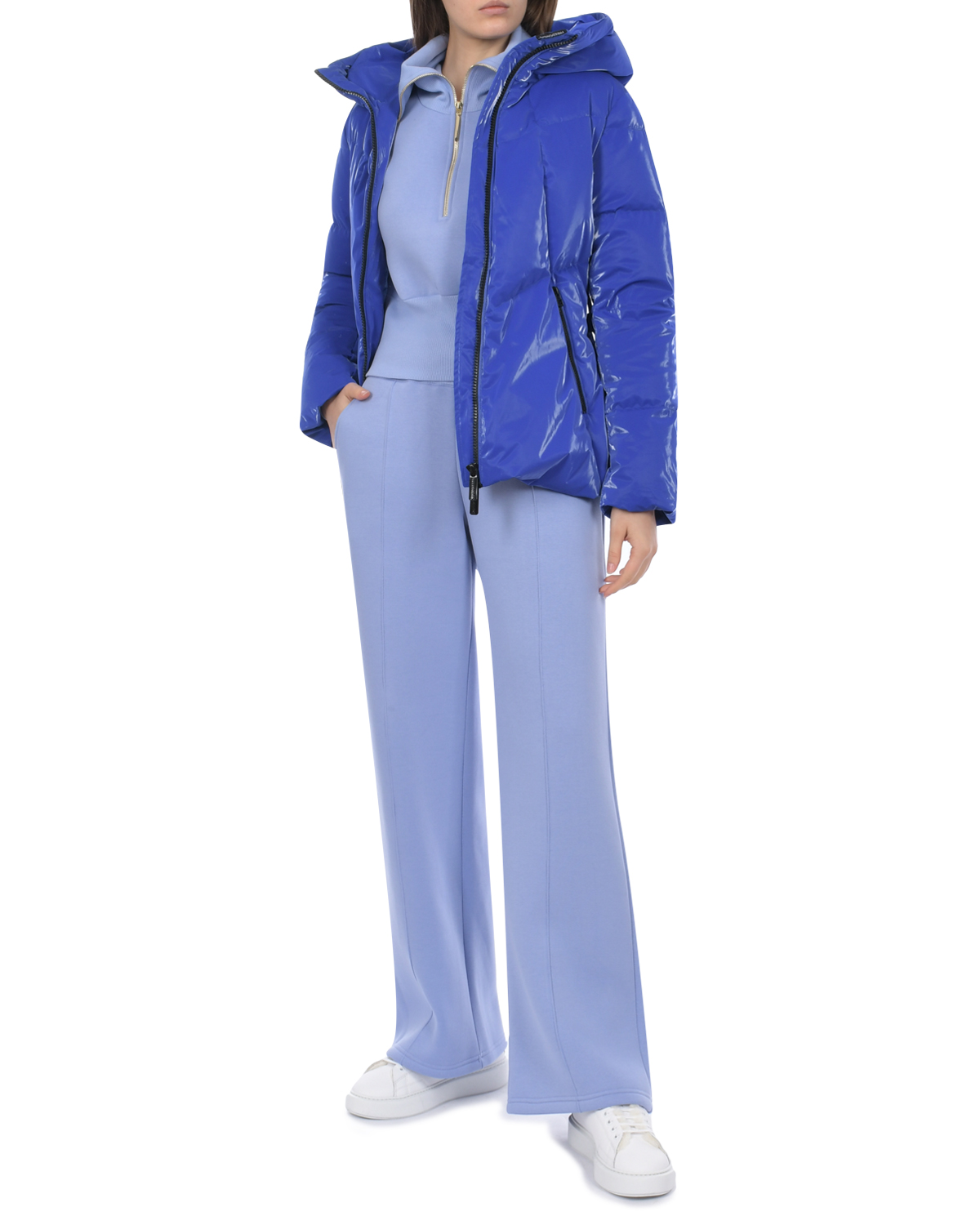 Синяя стеганая куртка с поясом Freedomday, размер 40, цвет синий - фото 2