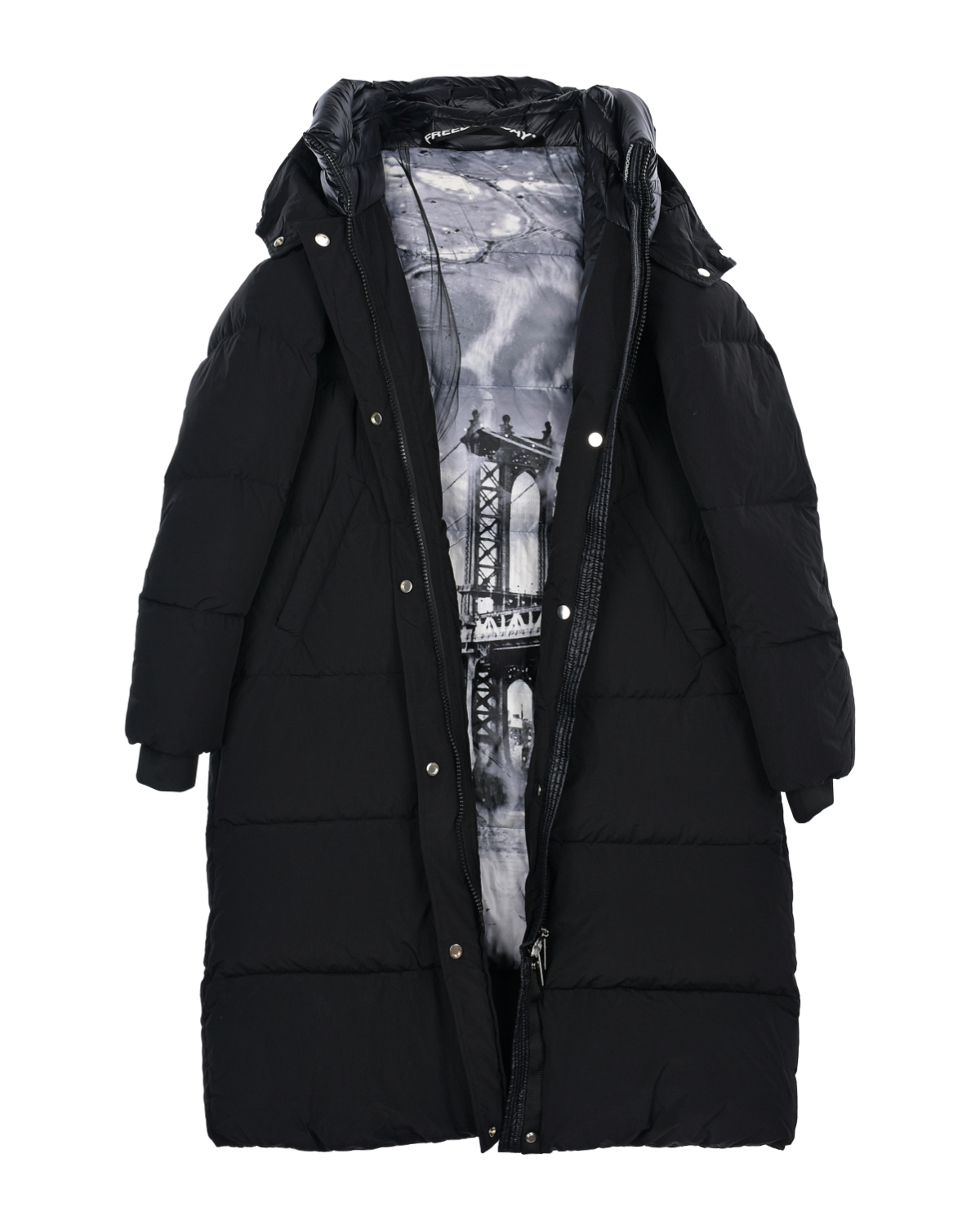 Черное стеганое пальто с капюшоном Freedomday, размер 42, цвет черный - фото 3
