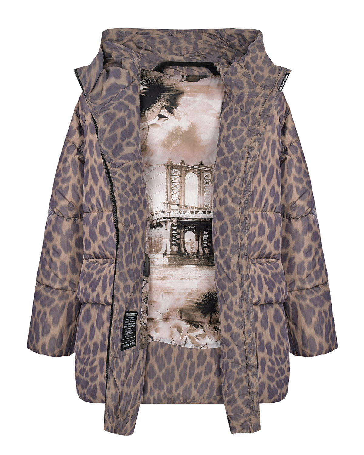 Пуховая куртка с леопардовым принтом Freedomday, размер 38, цвет бежевый - фото 7