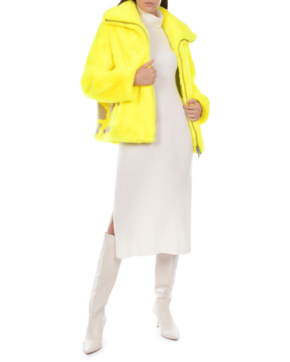 Желтая куртка из эко-меха Glox, размер 40, цвет желтый - фото 2
