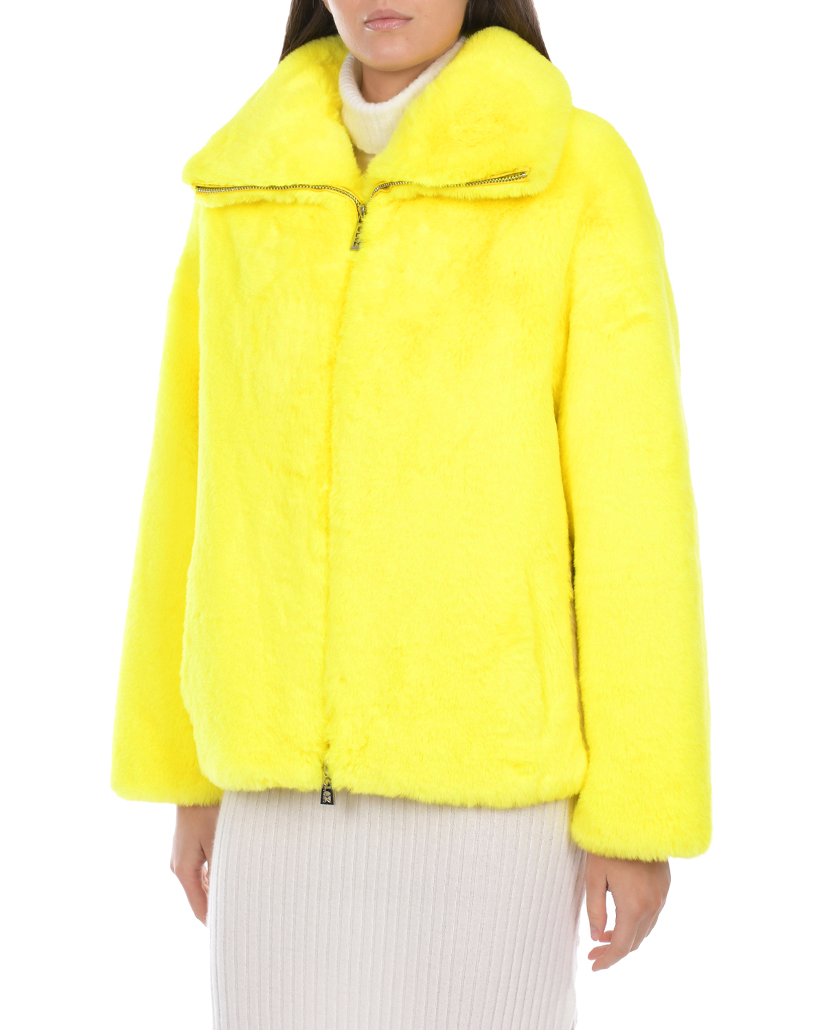 Желтая куртка из эко-меха Glox, размер 40, цвет желтый - фото 6