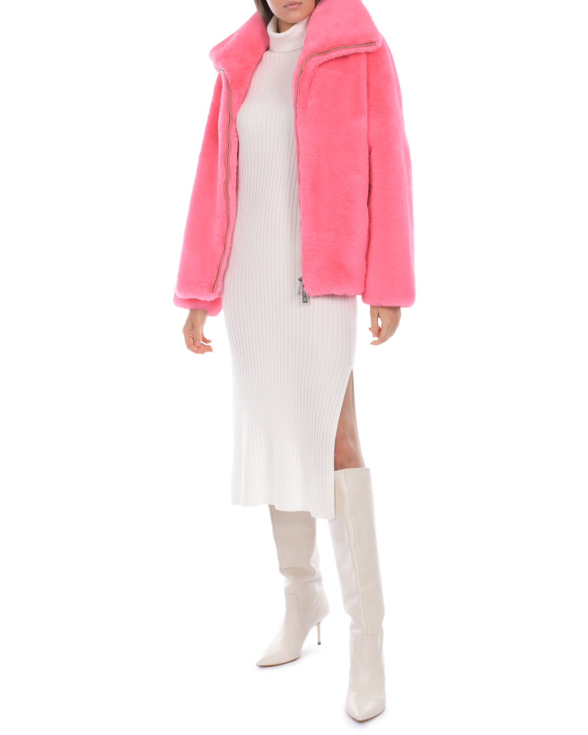 Розовая куртка из эко-меха Glox, размер 40, цвет розовый - фото 2