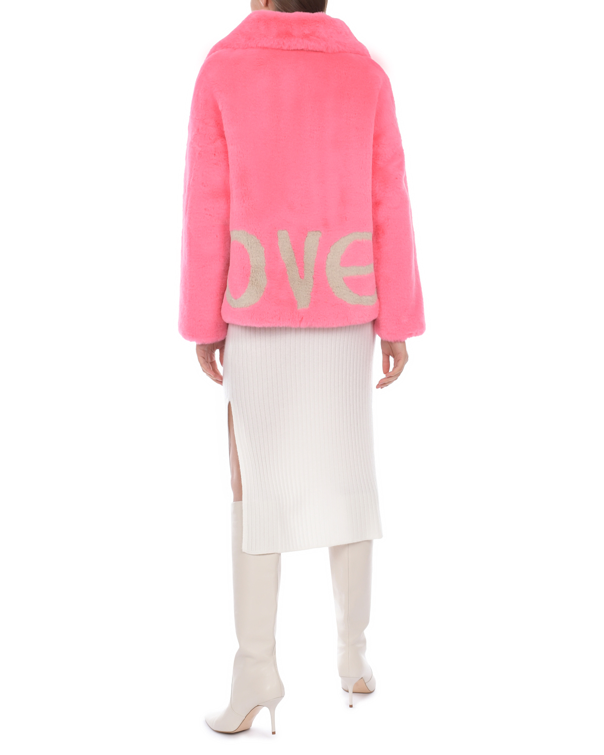 Розовая куртка из эко-меха Glox, размер 40, цвет розовый - фото 4