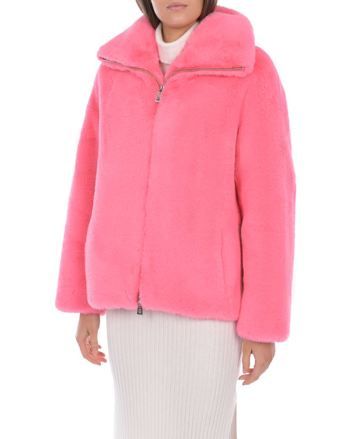 Розовая куртка из эко-меха Glox, размер 40, цвет розовый - фото 6