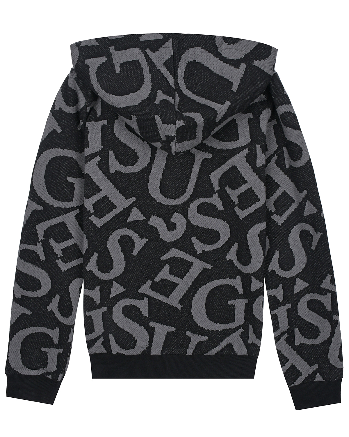 Черная спортивная куртка со сплошным лого Guess детская, размер 122, цвет черный - фото 2