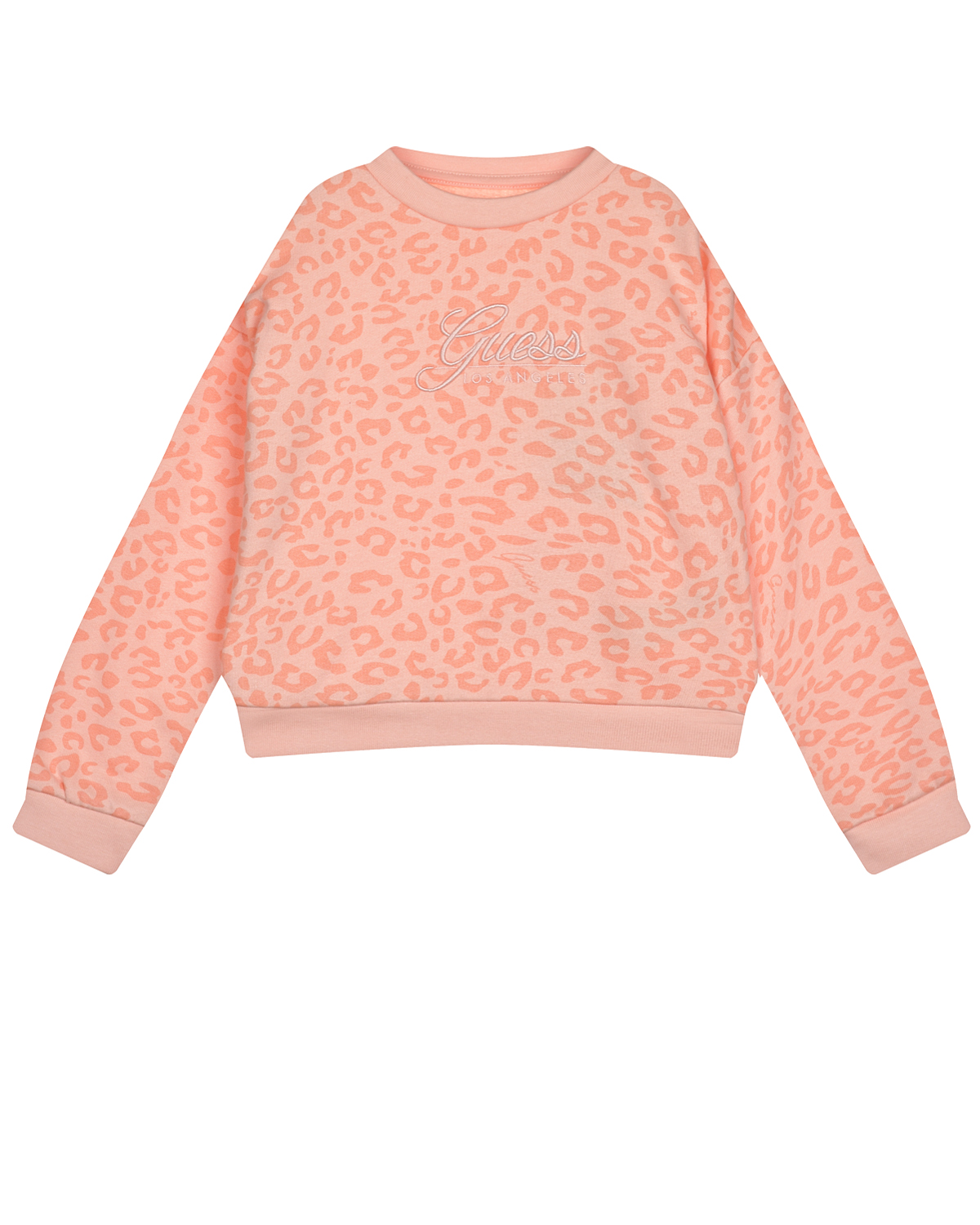 Толстовка персикового цвета с леопардовым принтом Guess детская, размер 92 - фото 1