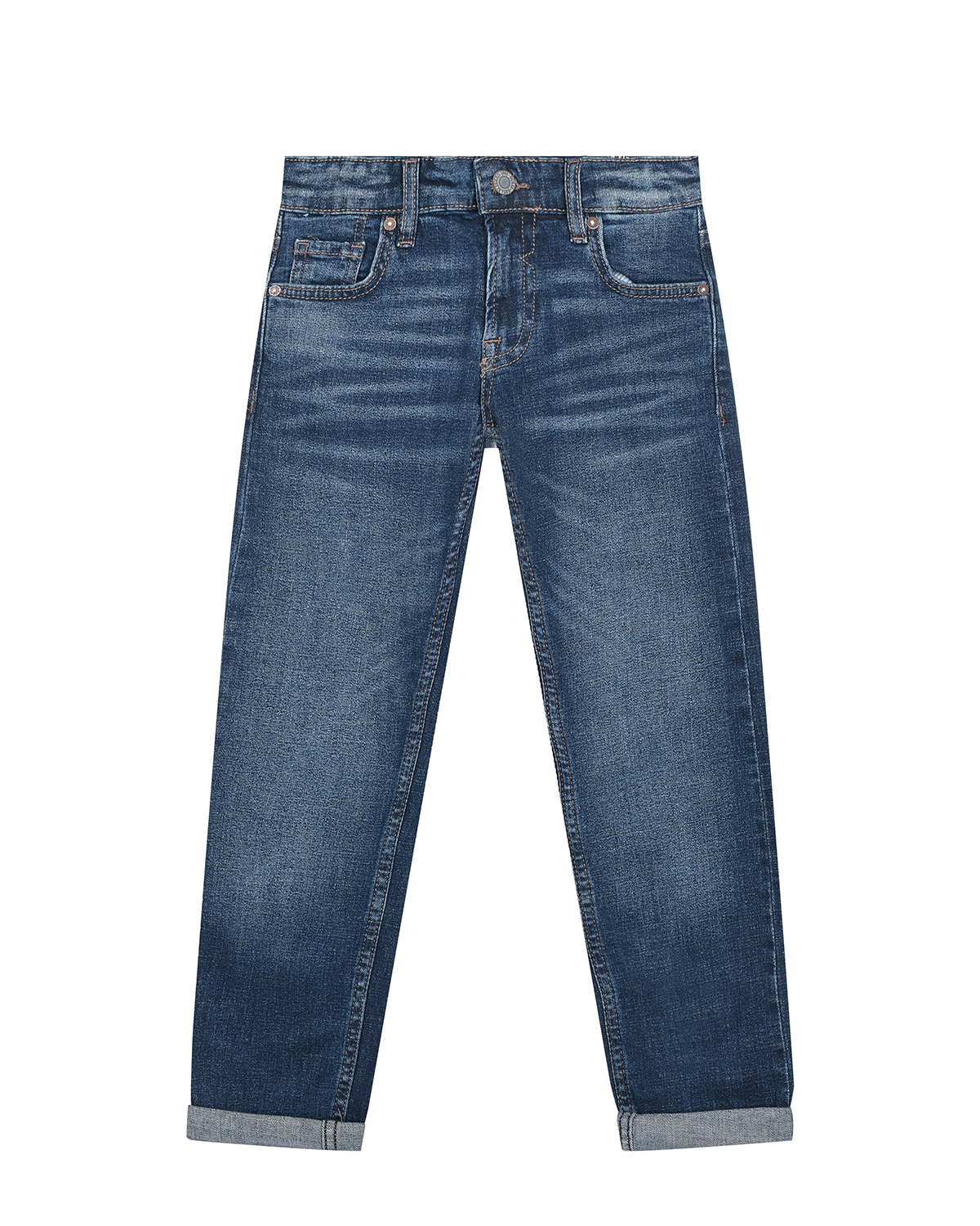 Темно-синие джинсы с отворотами Guess детское, размер 122, цвет синий - фото 1
