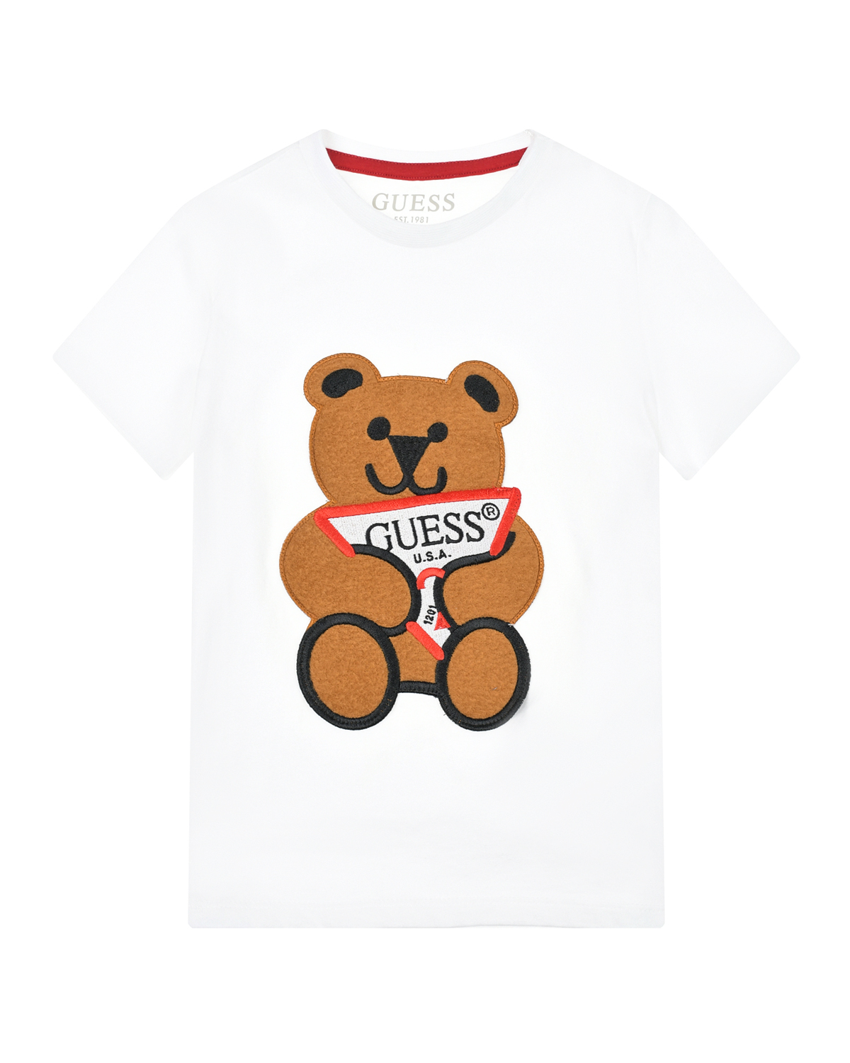 Белая футболка с патчем "медвежонок" Guess детская, размер 92, цвет белый - фото 1