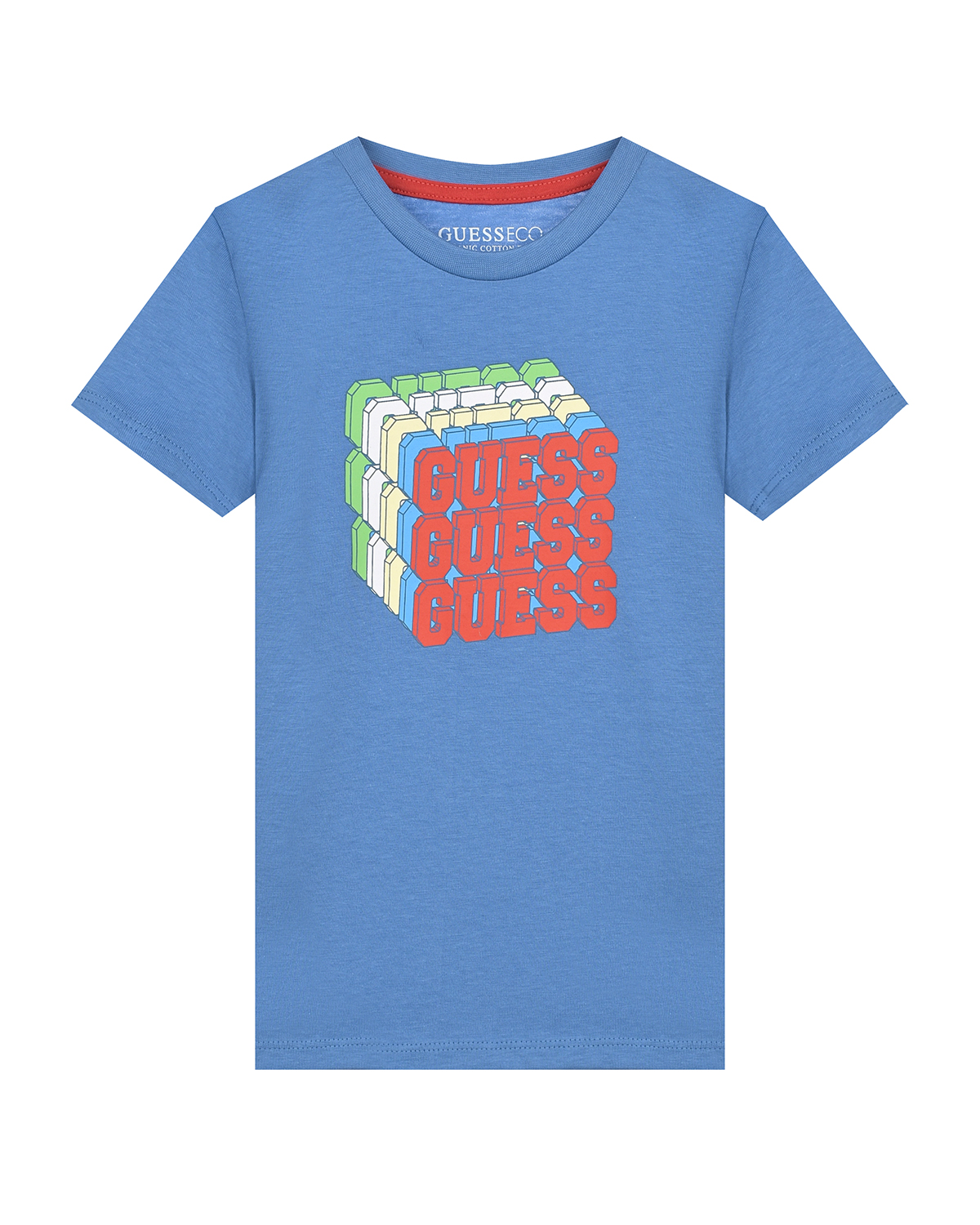 Синяя футболка с многослойным лого Guess детская