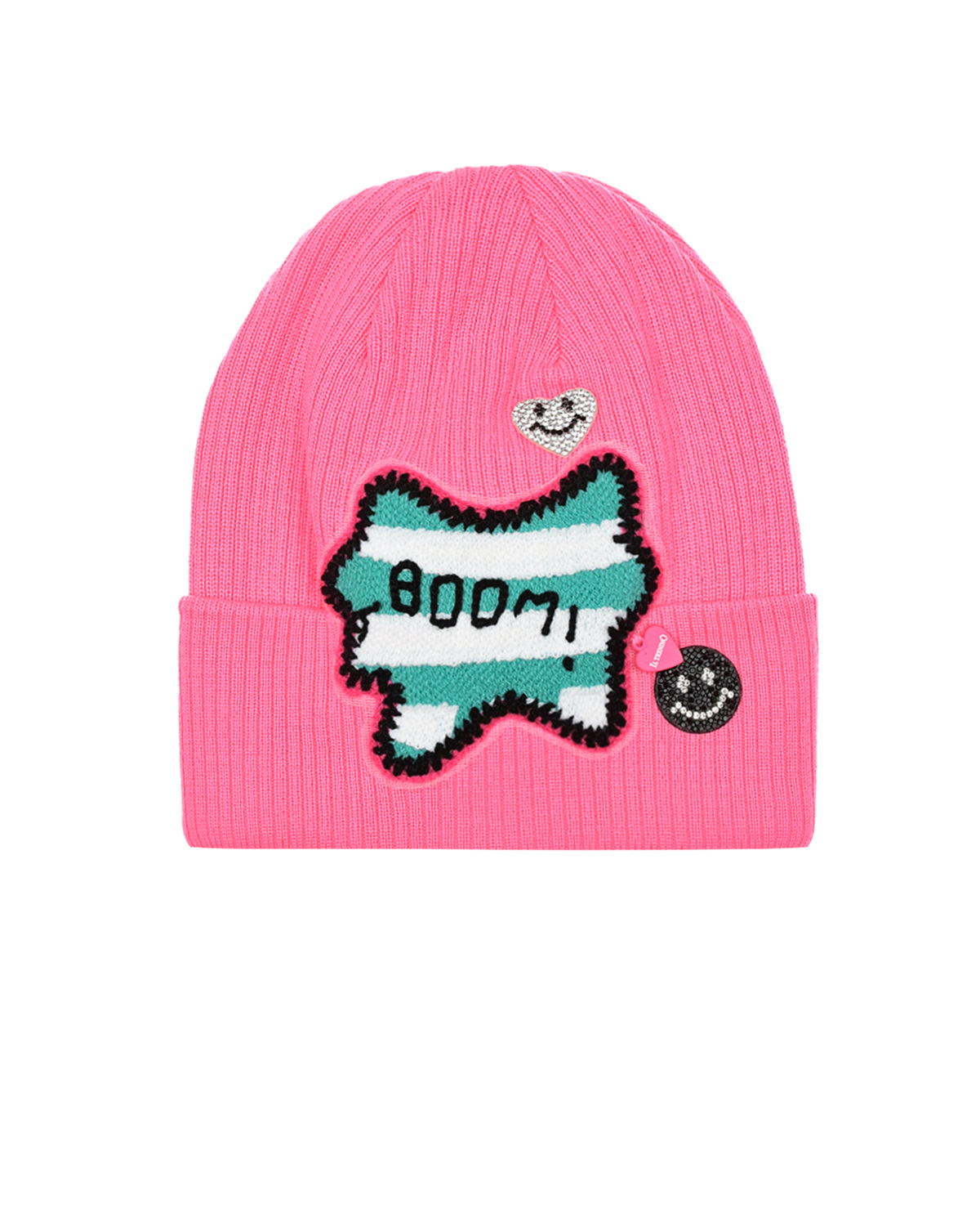 Розовая шапка с нашивкой "BOOM" Il Trenino детская