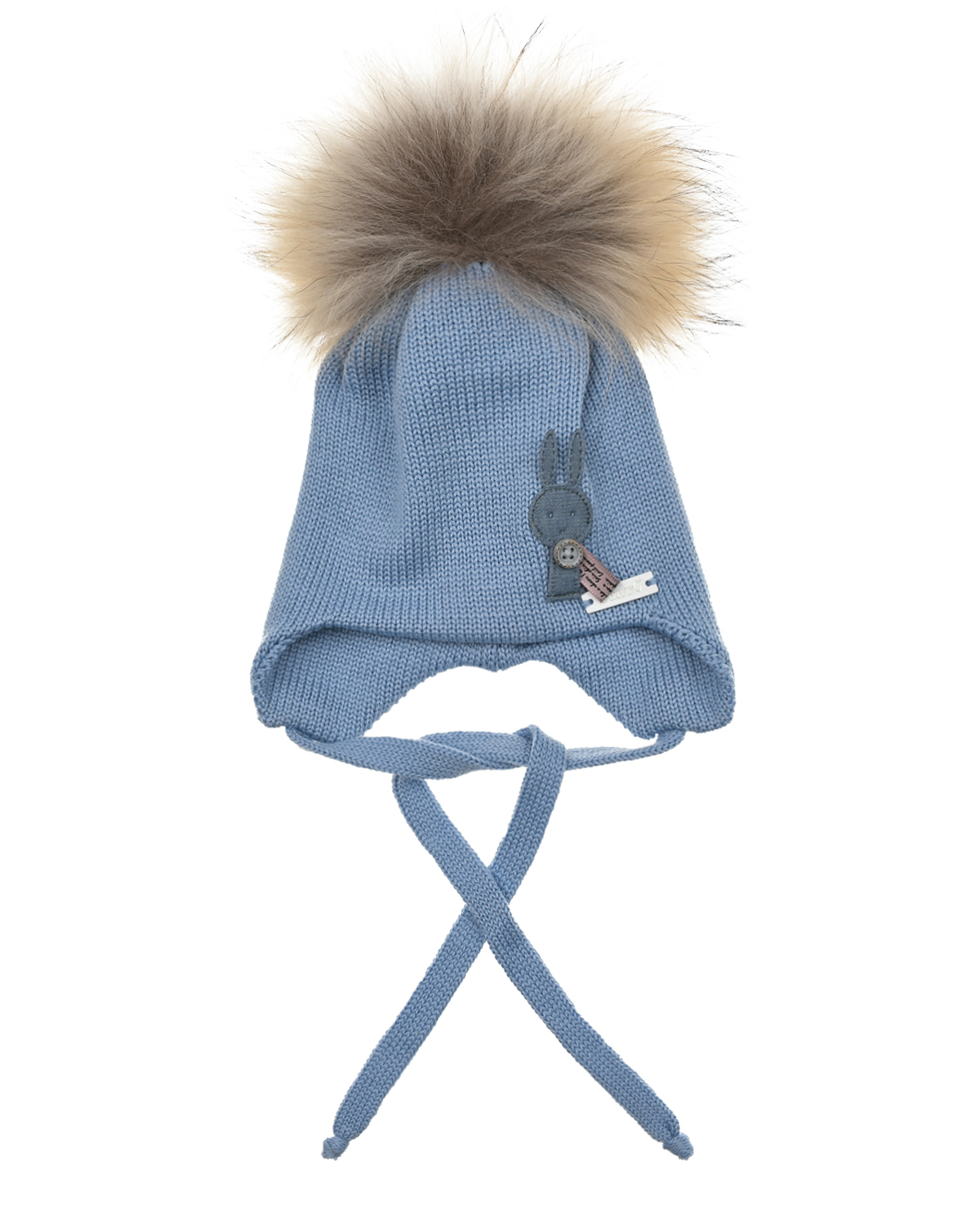 Голубая шапка с аппликацией "заяц" Il Trenino детская, размер 37/39, цвет голубой - фото 1
