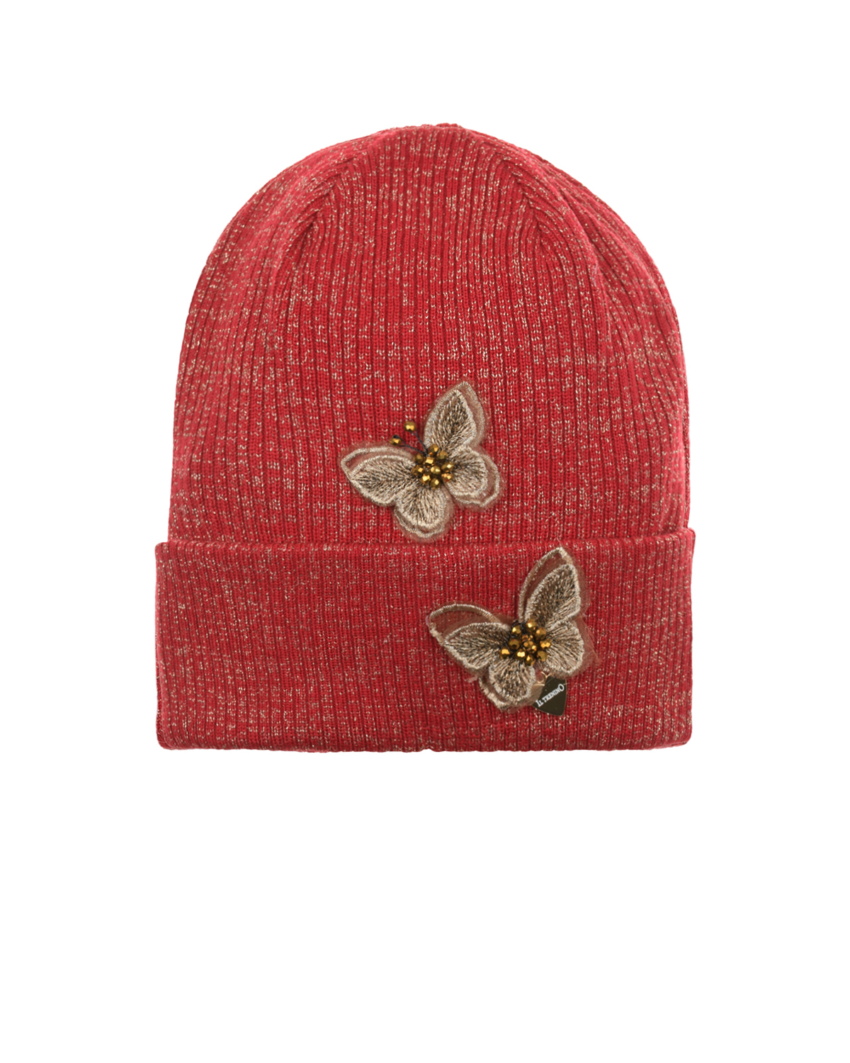 Красная шапка с аппликацией "бабочки" Il Trenino детская