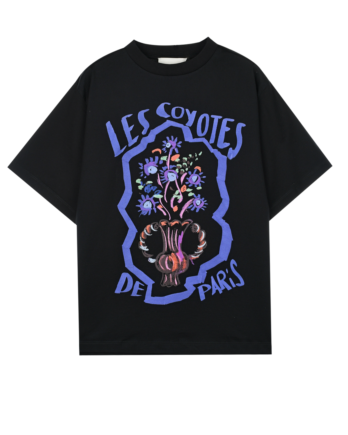 Черная футболка с принтом "ваза с цветами" Les Coyotes de Paris детская, размер 152 - фото 1